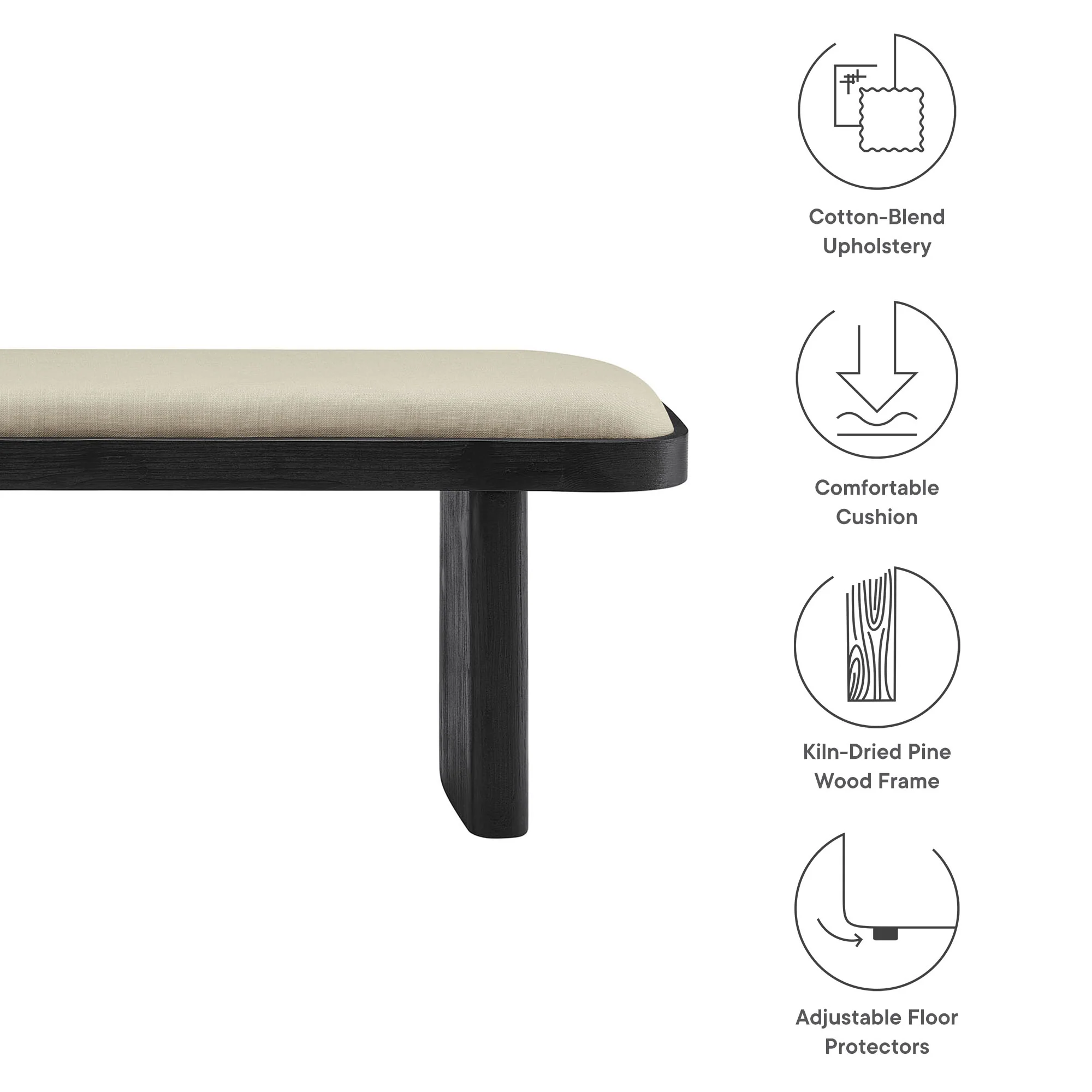 Iver 43" Upholstered Wood Accent Bench by Modway - Image 7