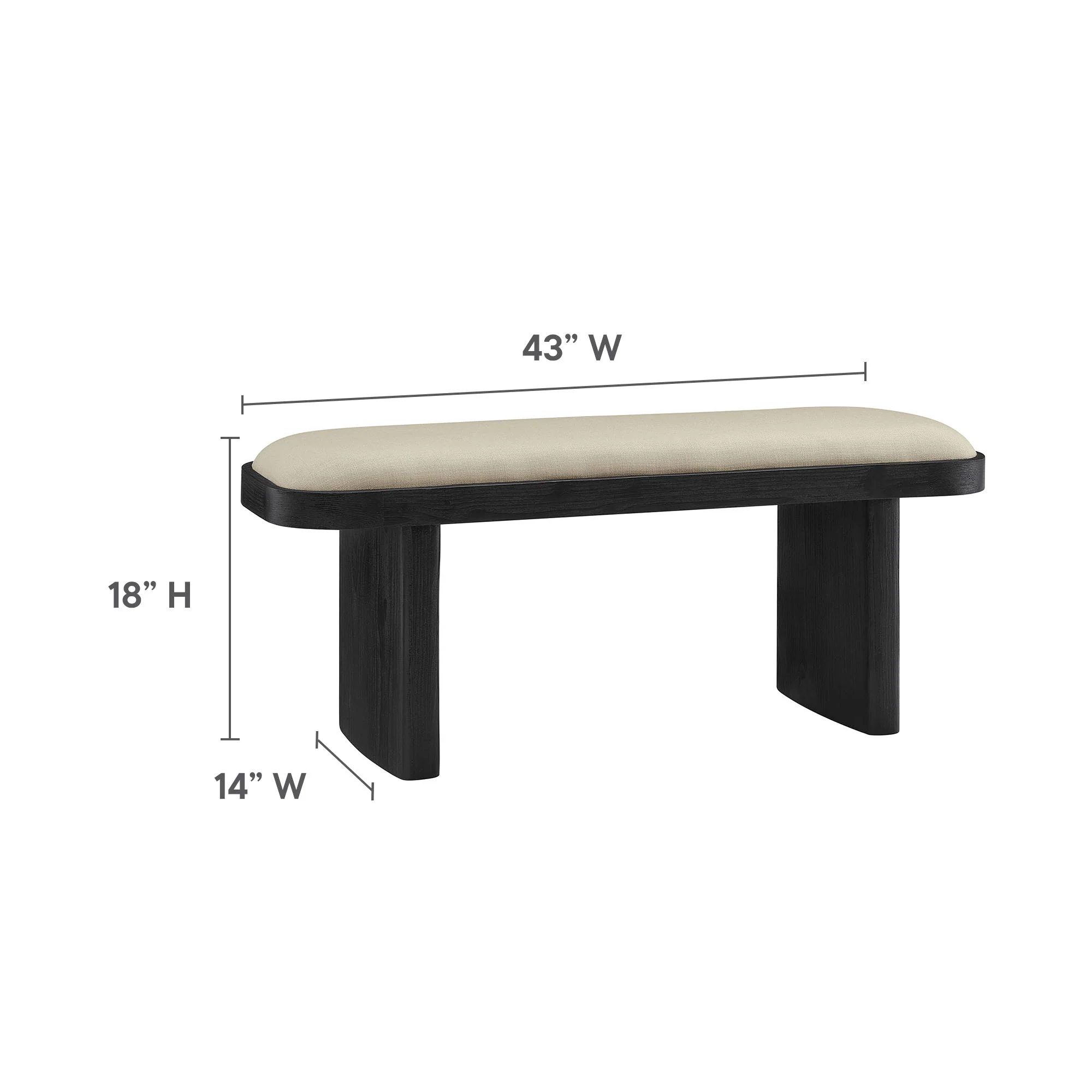 Iver 43" Upholstered Wood Accent Bench by Modway - Image 8