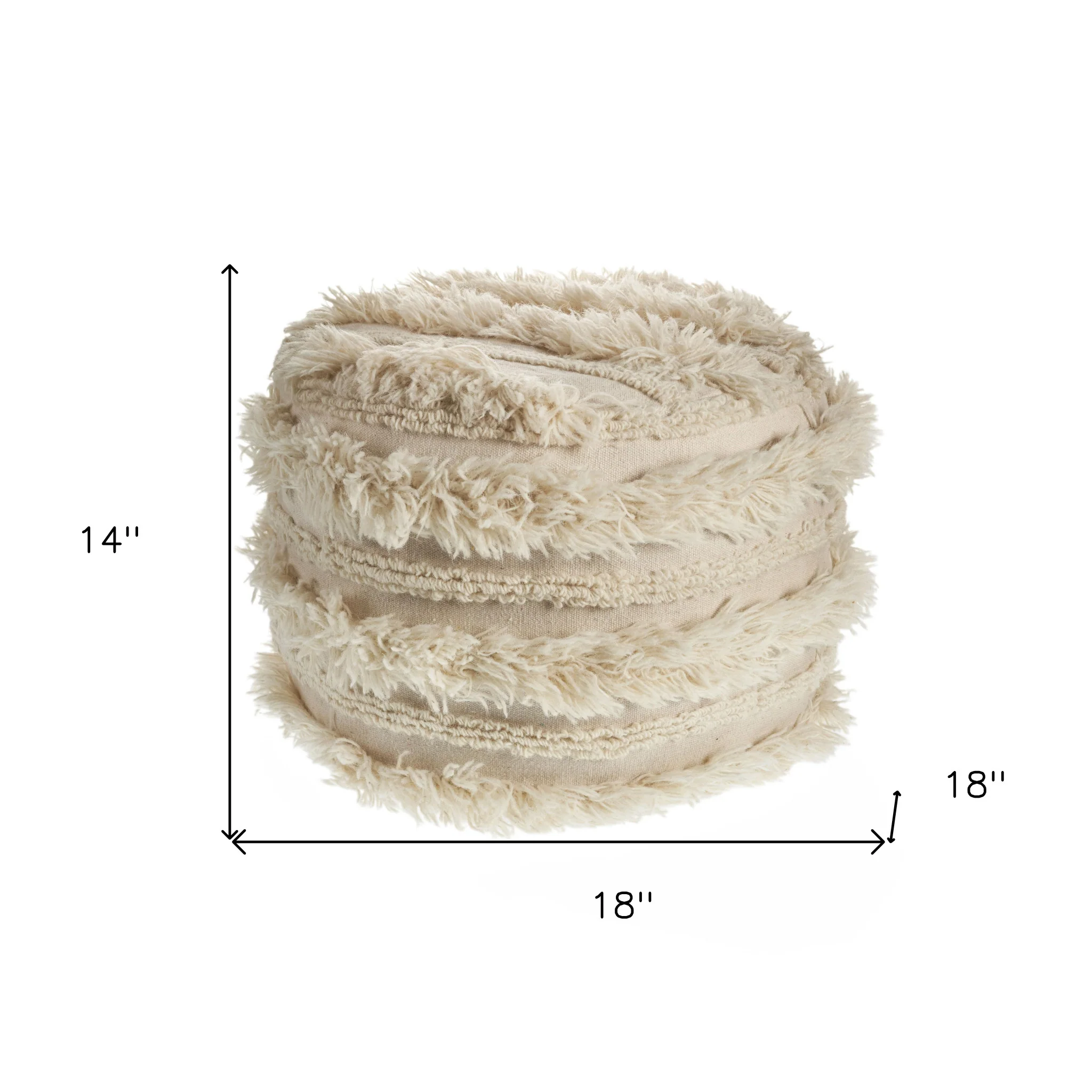 Ivory 100% Cotton Ottoman By Homeroots - Image 4