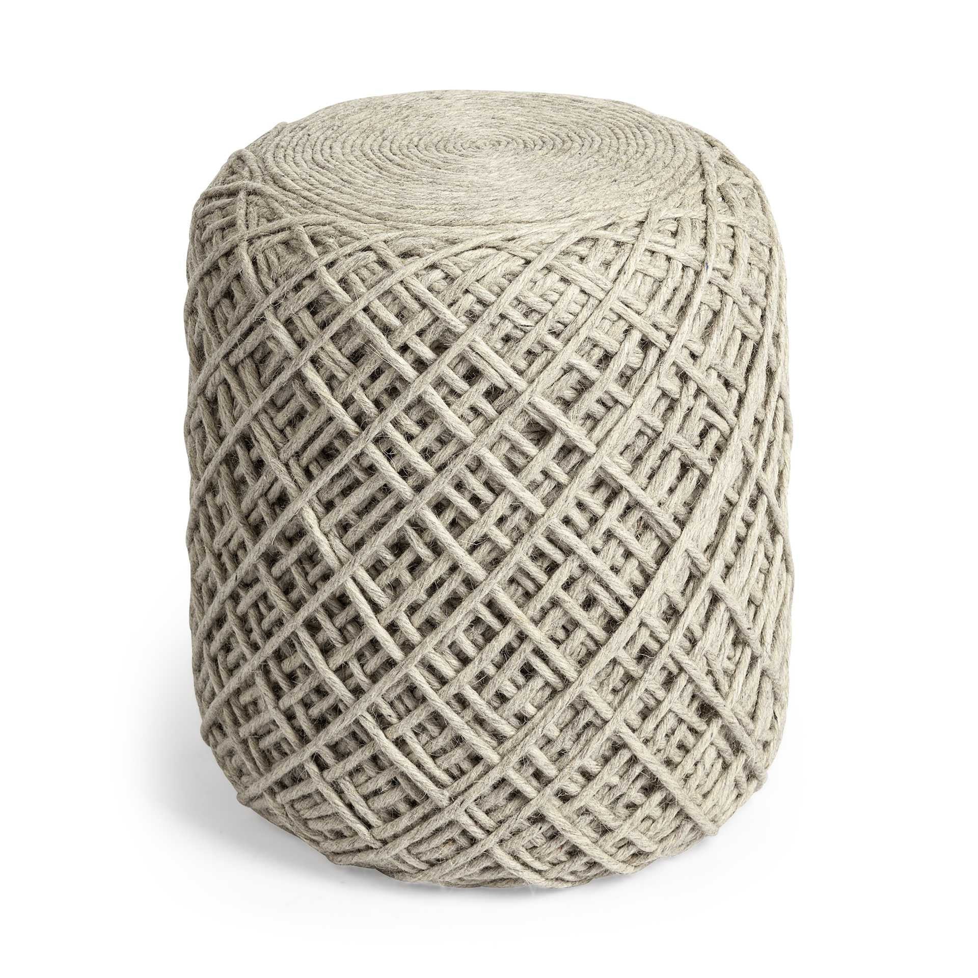 Ivory Abstract Pouf Ottoman By Homeroots - Image 3
