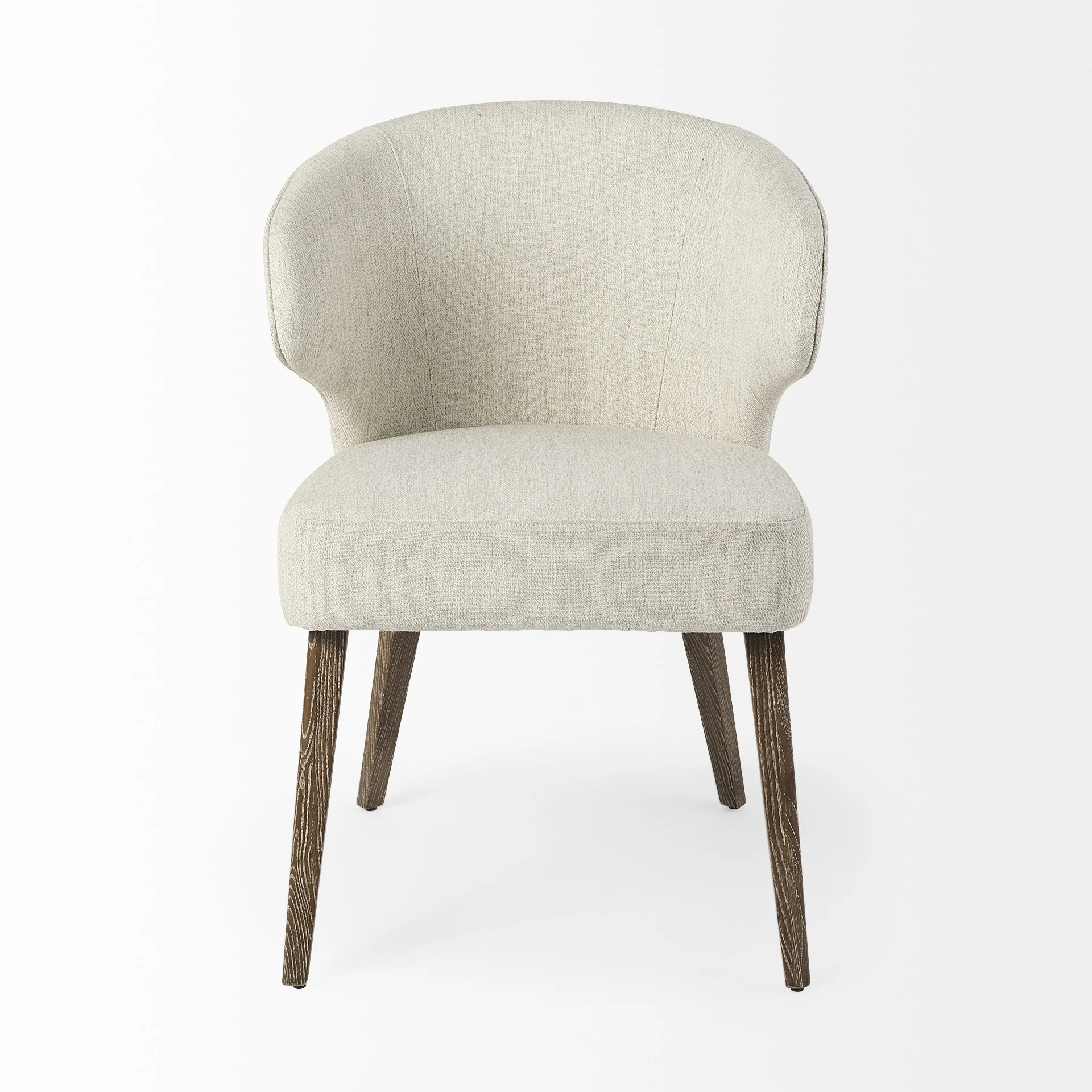 Ivory And Brown Mid Century Wingback Dining Chair By Homeroots - Image 2