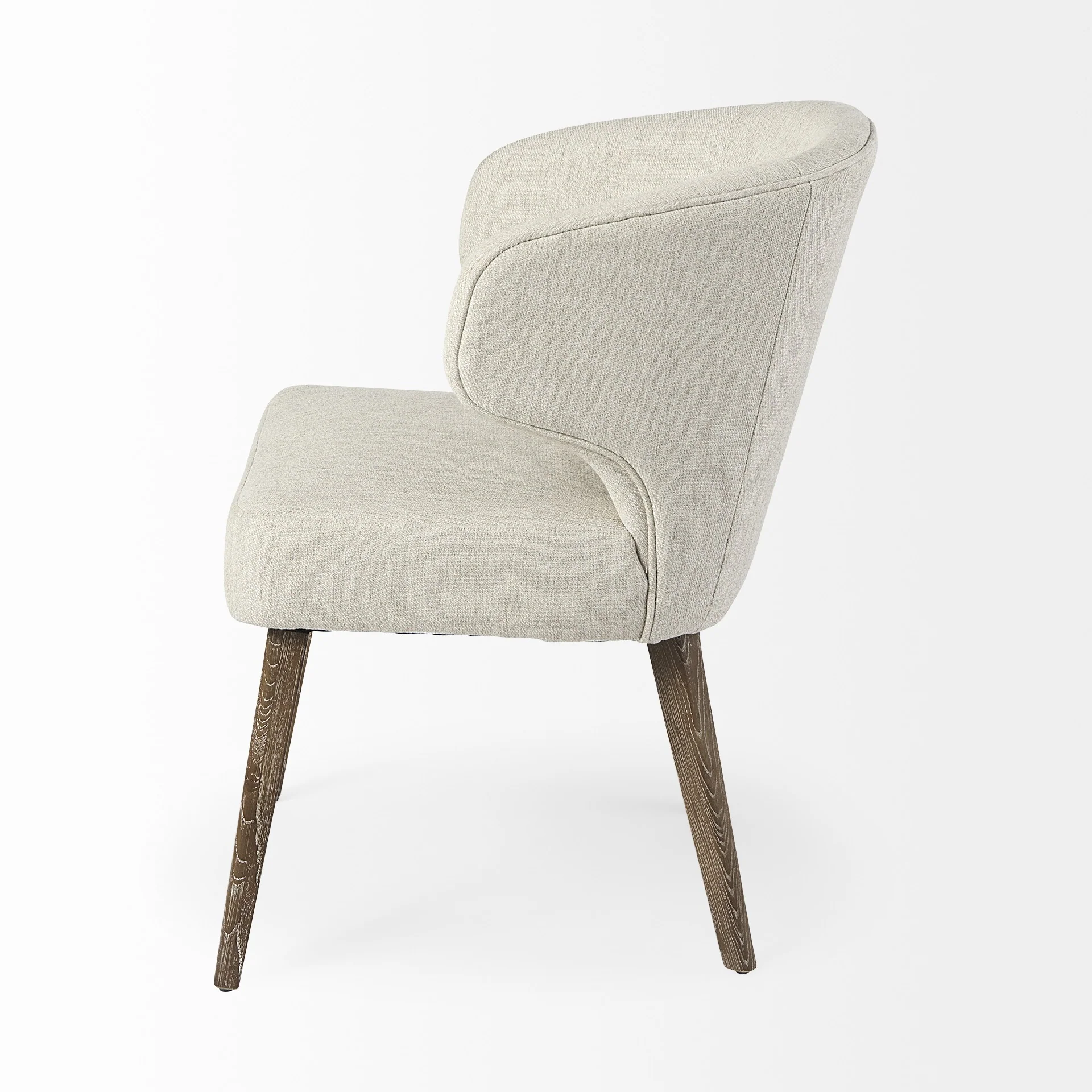 Ivory And Brown Mid Century Wingback Dining Chair By Homeroots - Image 3