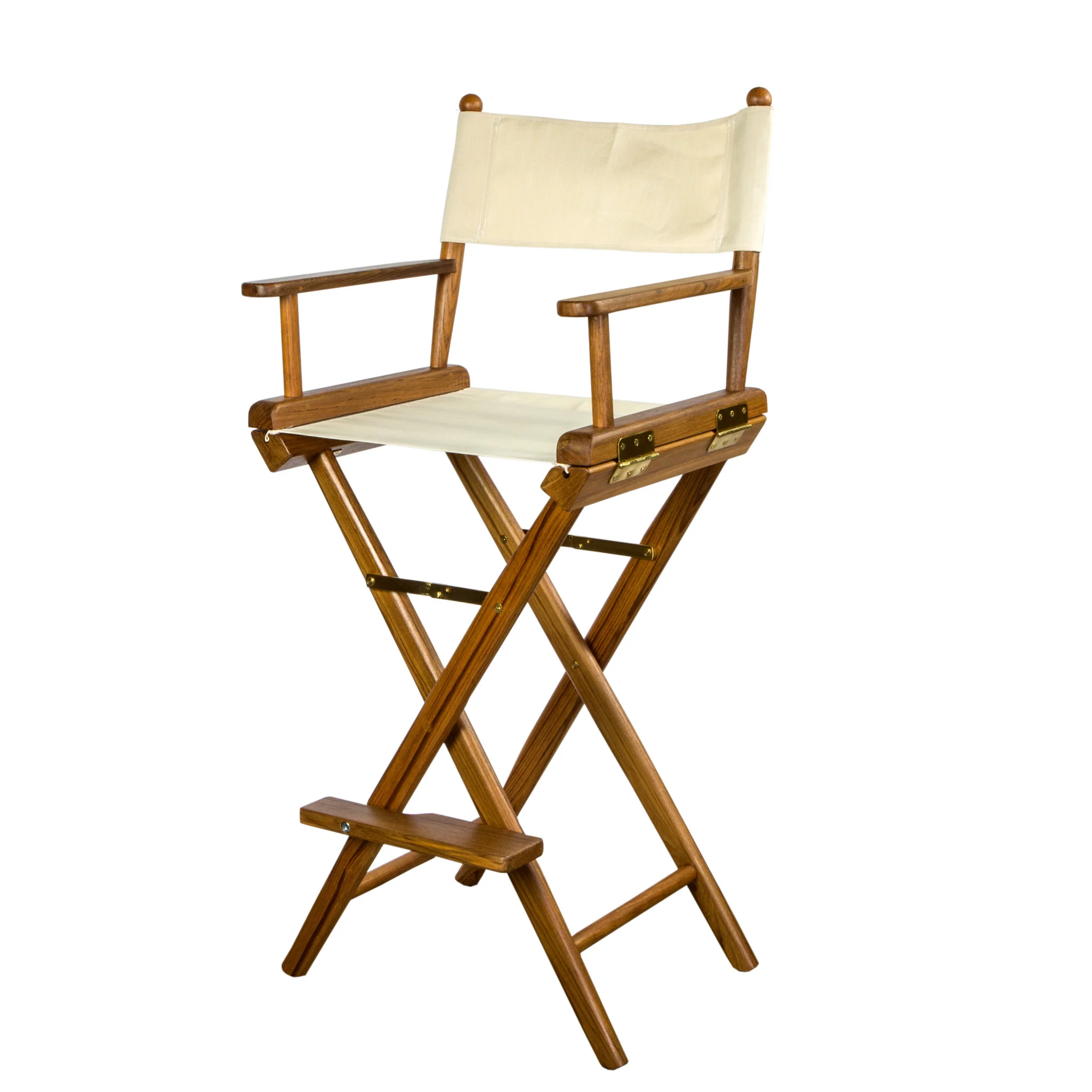 Ivory and Brown Solid Wood Indoor Outdoor Director Chair By Homeroots - Image 2