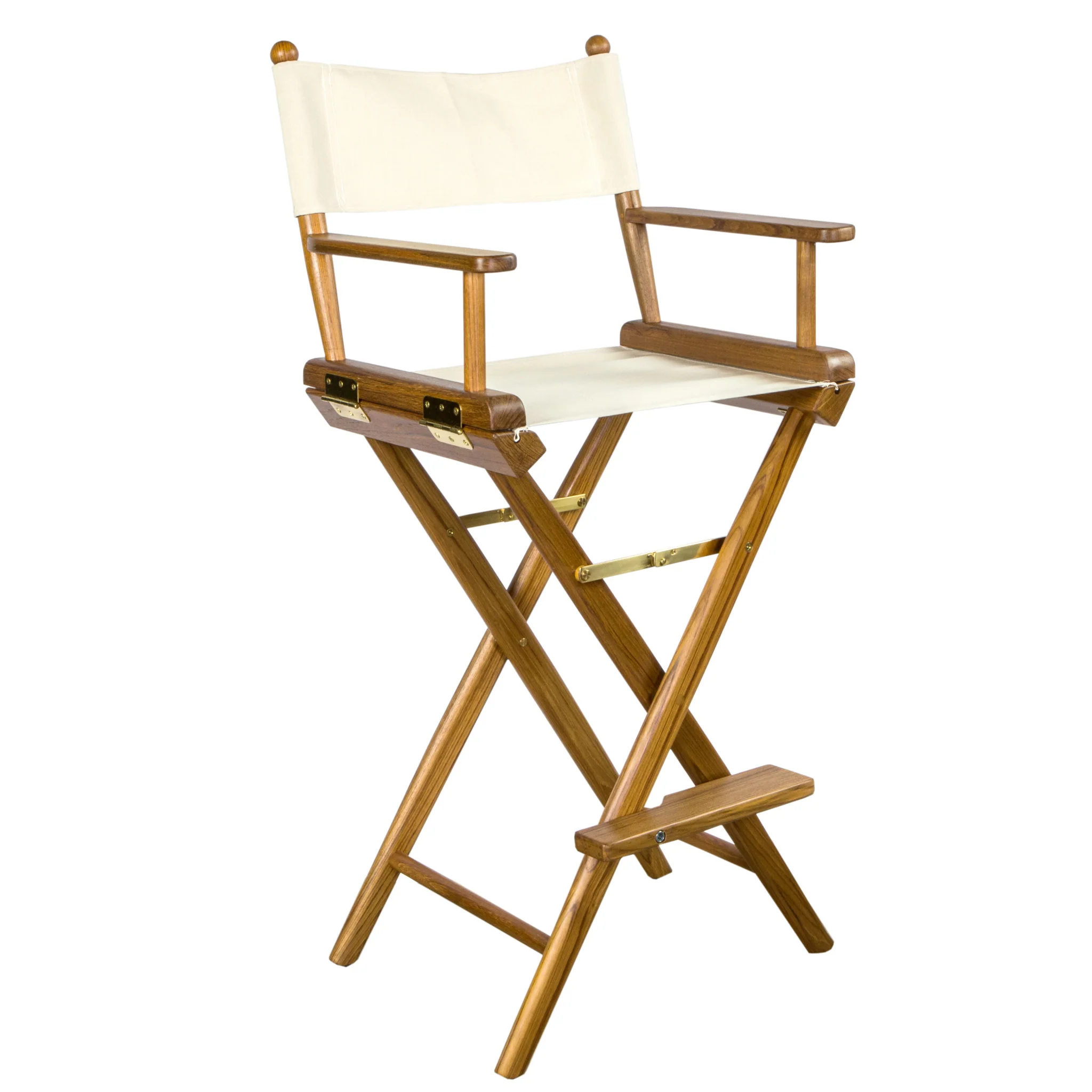 Ivory and Brown Solid Wood Indoor Outdoor Director Chair By Homeroots - Image 3