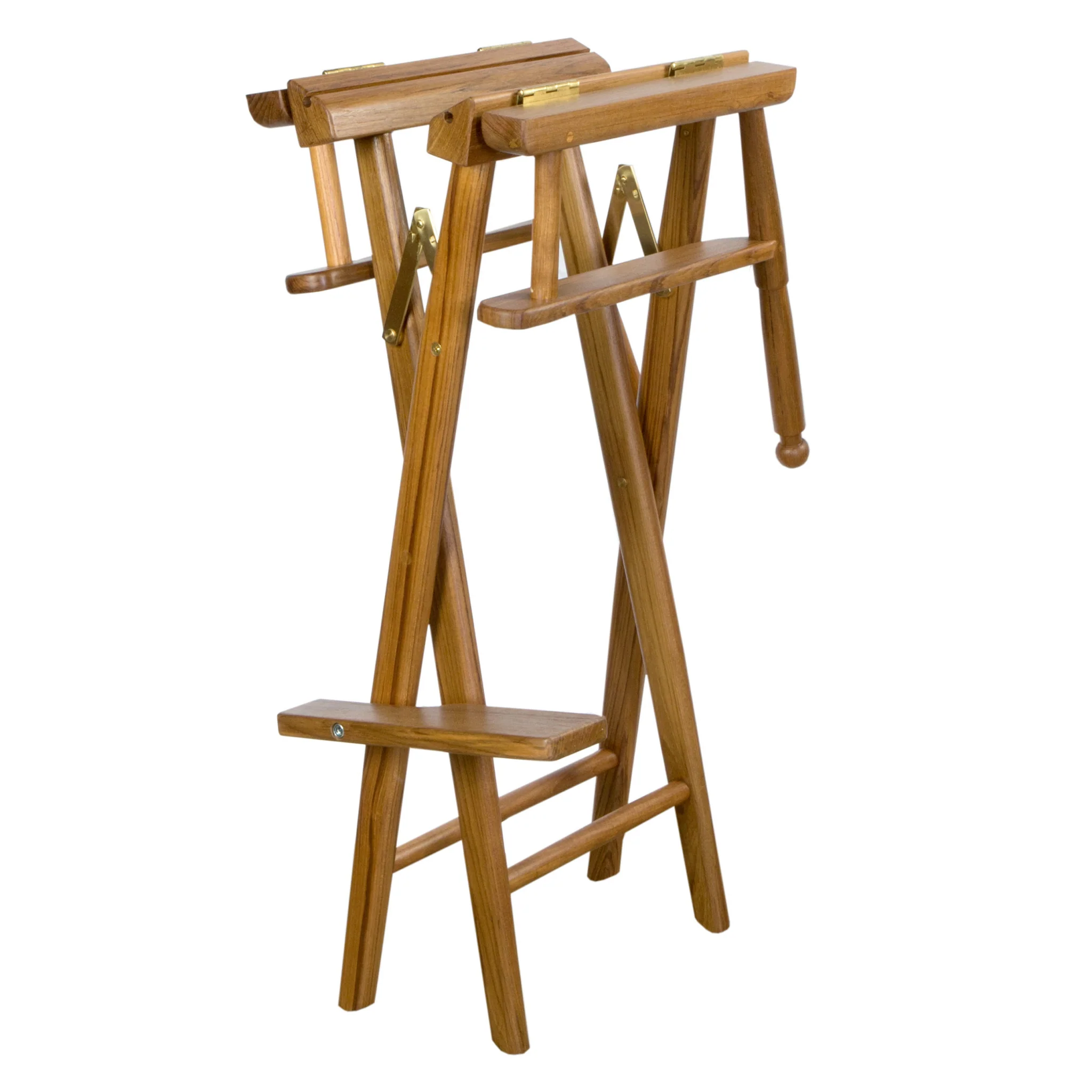 Ivory and Brown Solid Wood Indoor Outdoor Director Chair By Homeroots - Image 4