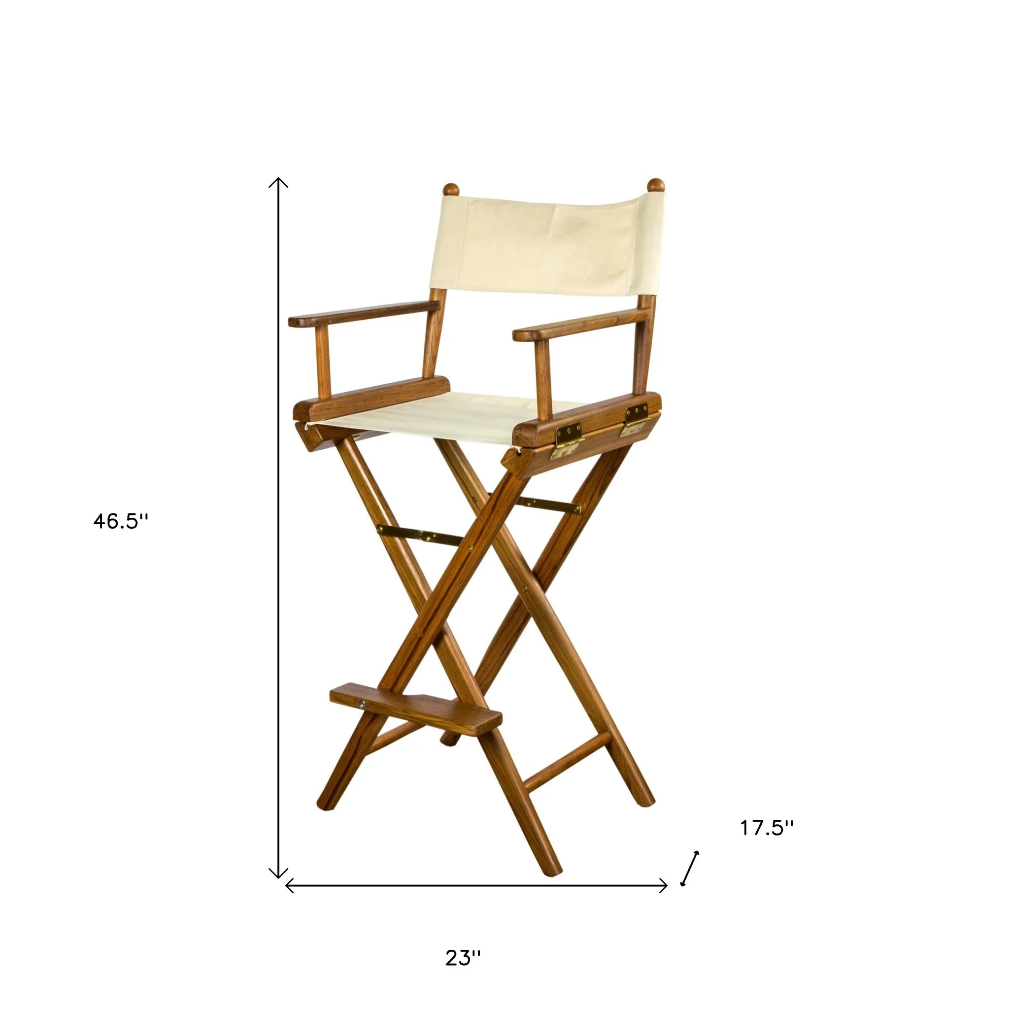 Ivory and Brown Solid Wood Indoor Outdoor Director Chair By Homeroots - Image 6