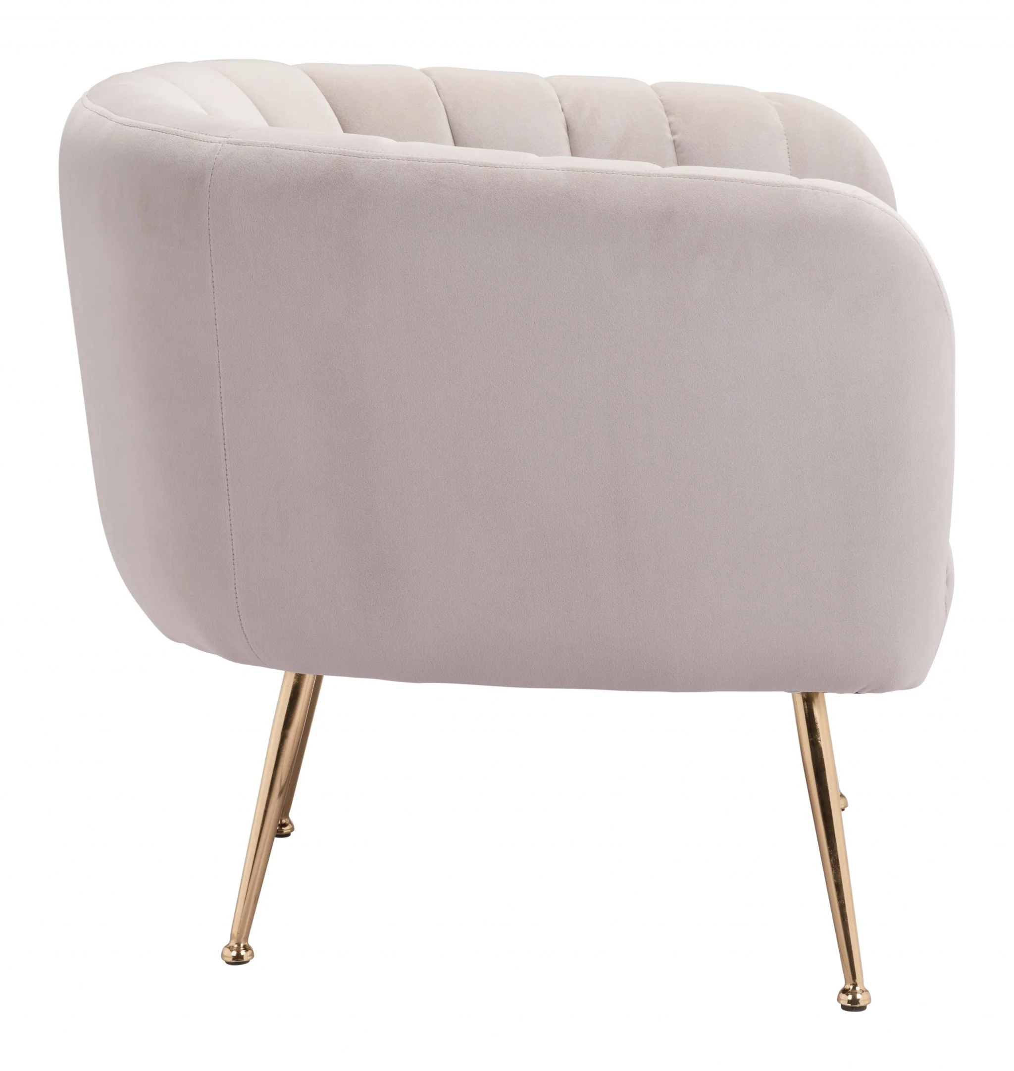 Ivory and Gold Super Soft Vertical Channel Accent Club Chair By Homeroots - Image 2