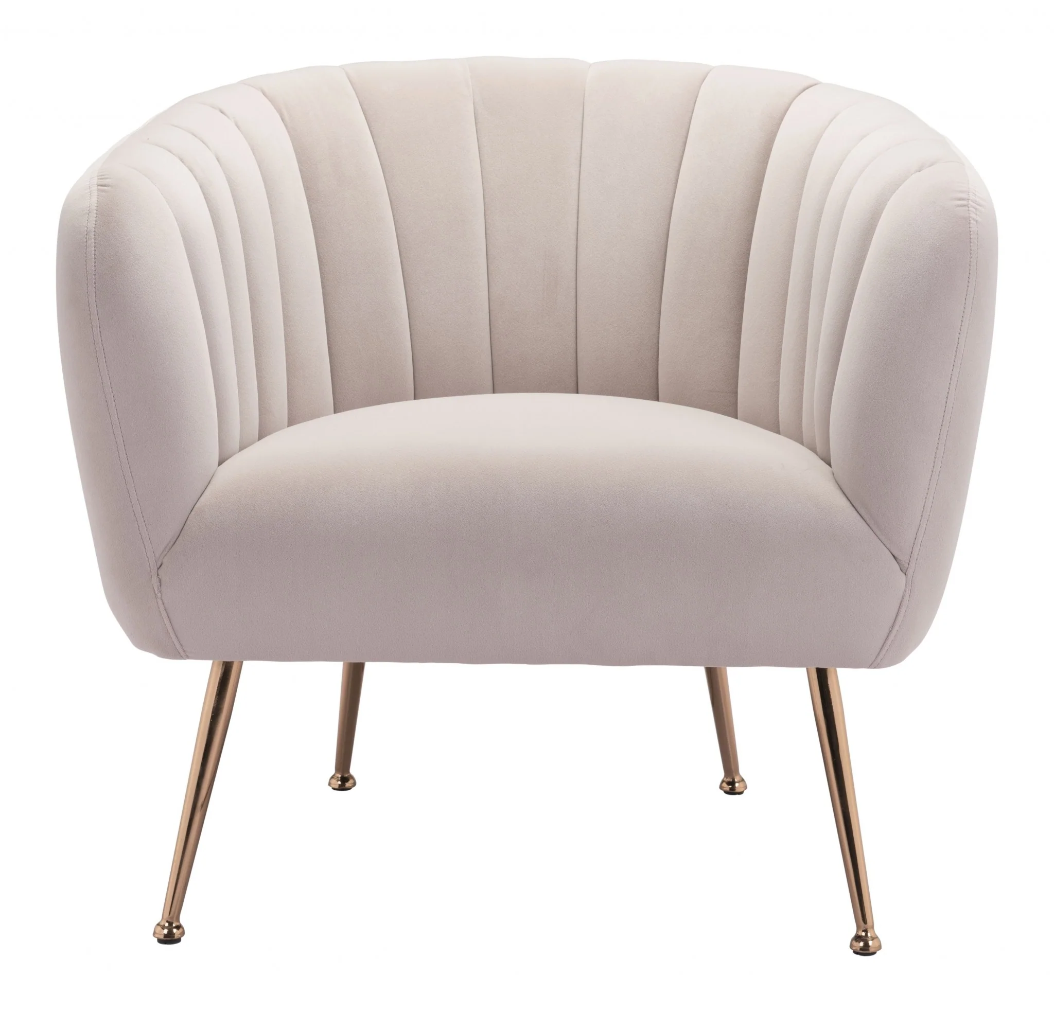 Ivory and Gold Super Soft Vertical Channel Accent Club Chair By Homeroots - Image 3