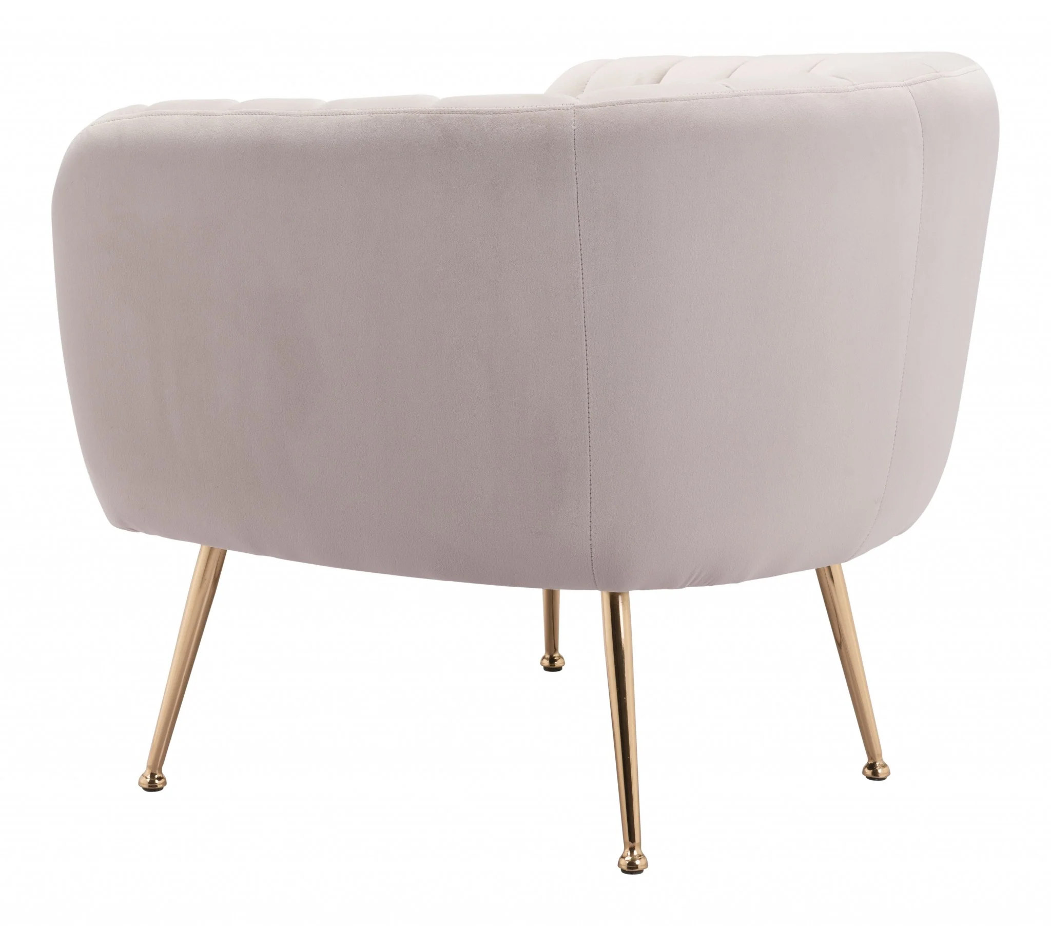 Ivory and Gold Super Soft Vertical Channel Accent Club Chair By Homeroots - Image 5