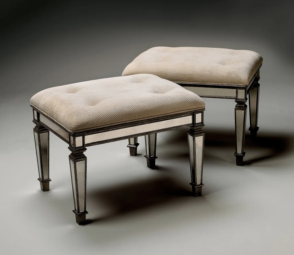 Ivory and Mirror Vanity Bench By Homeroots - Image 6