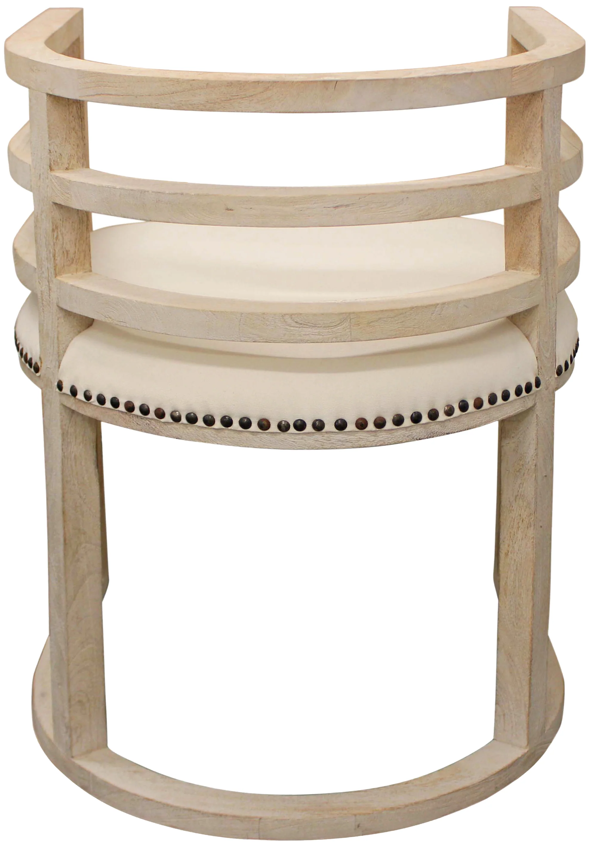 Ivory And Natural Upholstered Linen Curved Back Dining Arm Chair By Homeroots - Image 5