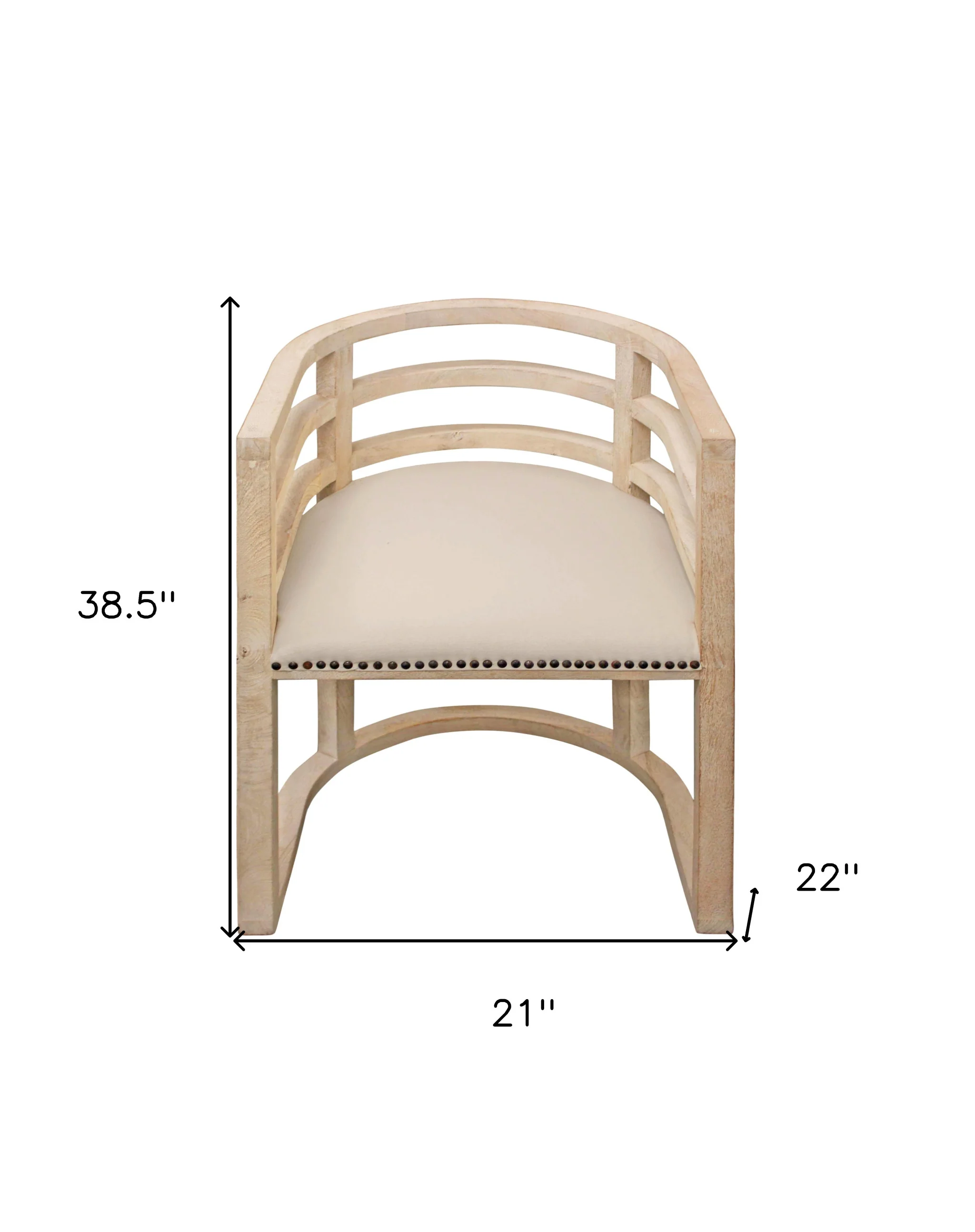 Ivory And Natural Upholstered Linen Curved Back Dining Arm Chair By Homeroots - Image 7
