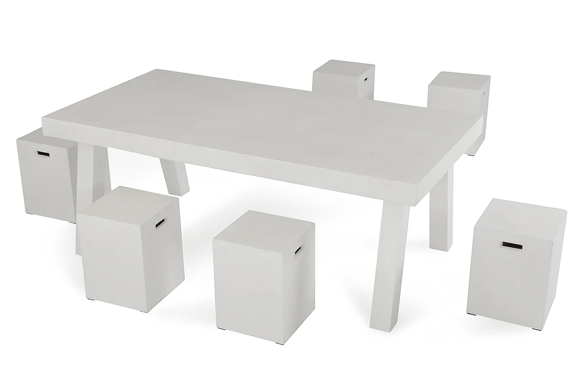 Ivory Concrete Dining Stool By Homeroots - Image 5