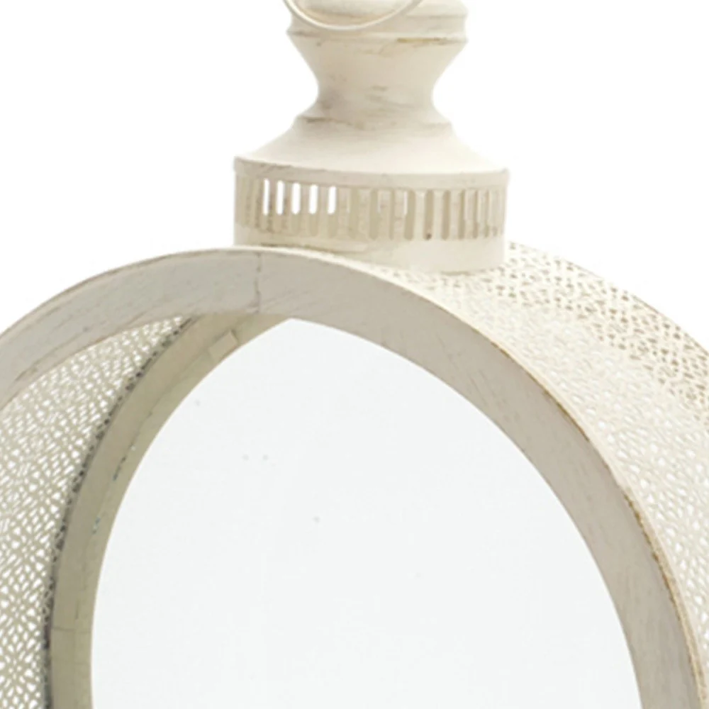 Ivory Glass and Metal Ornate Centerpiece Lantern Candle Holder By Homeroots - Image 3