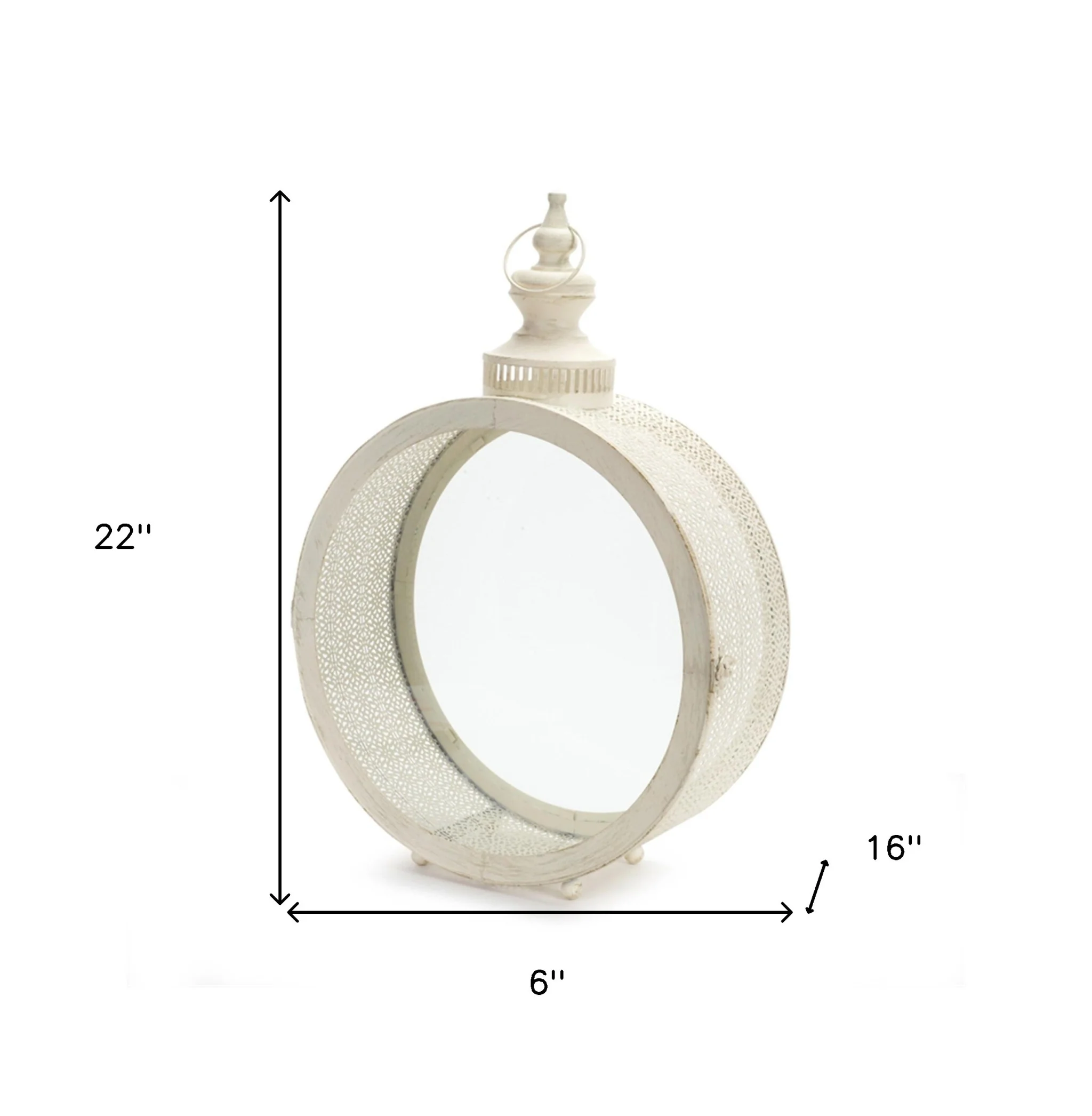 Ivory Glass and Metal Ornate Centerpiece Lantern Candle Holder By Homeroots - Image 5