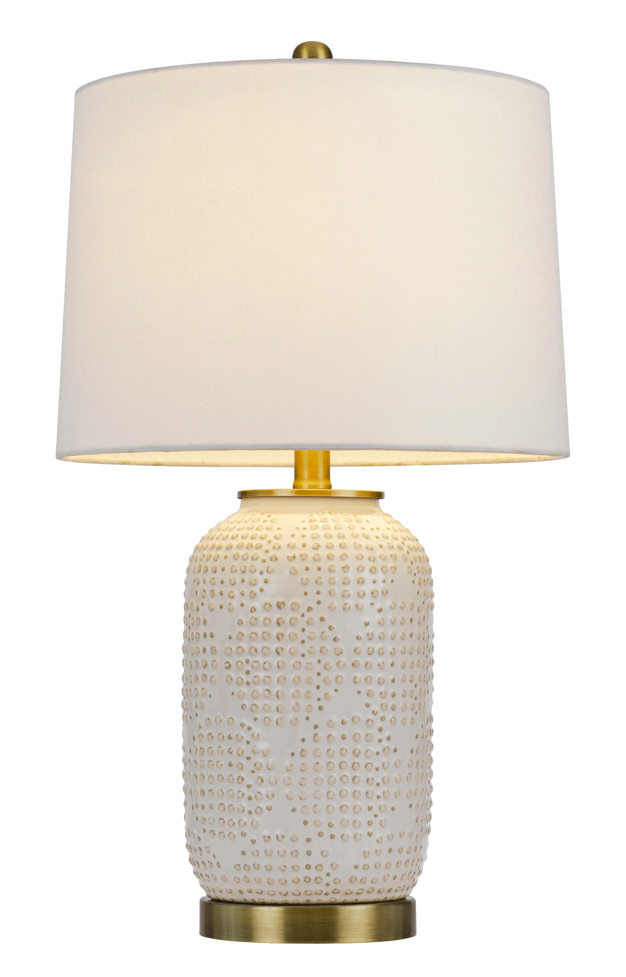 Ivory Metal Table Lamp With White Drum Shade By Homeroots - Image 3