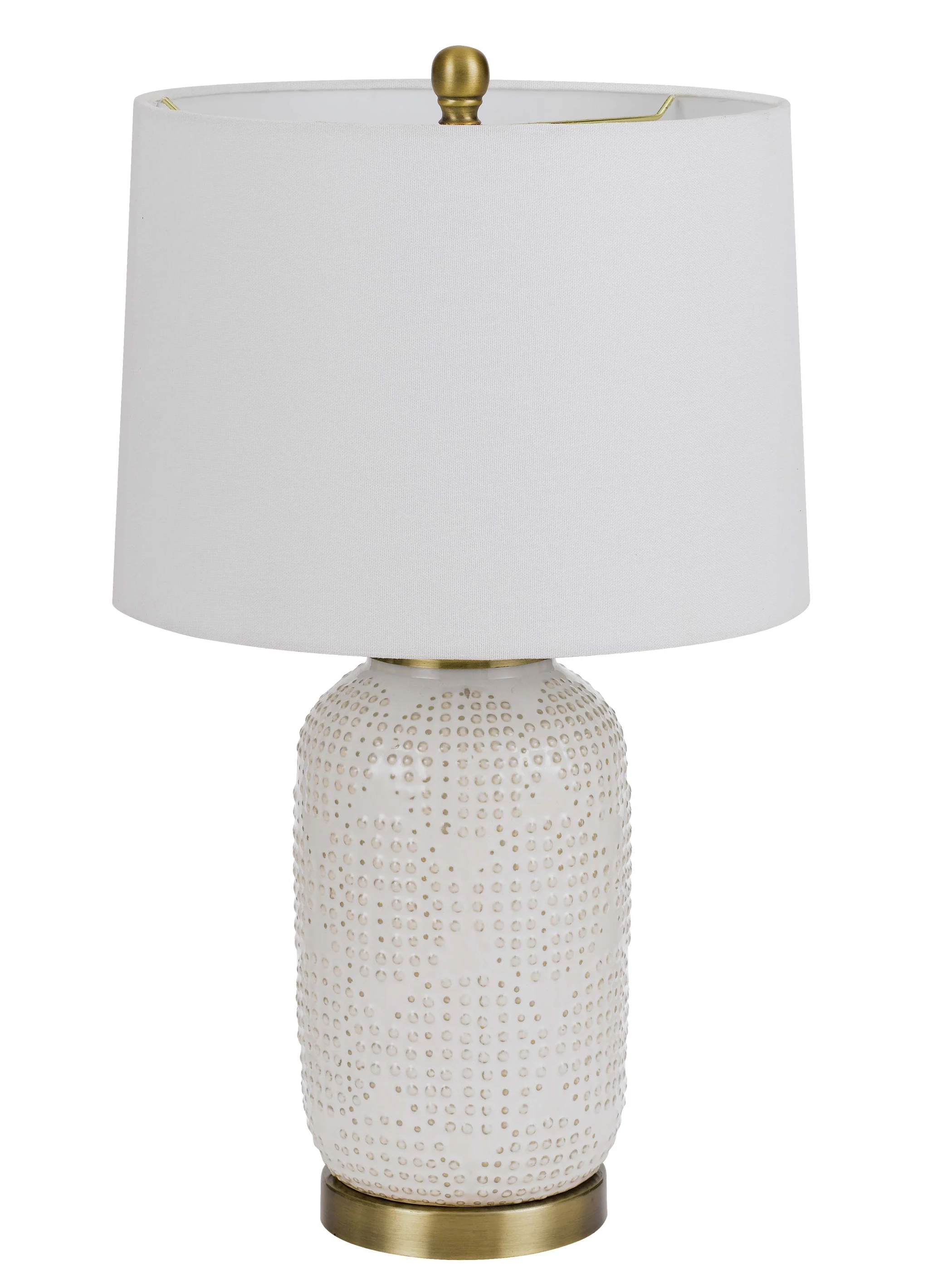 Ivory Metal Table Lamp With White Drum Shade By Homeroots - Image 4