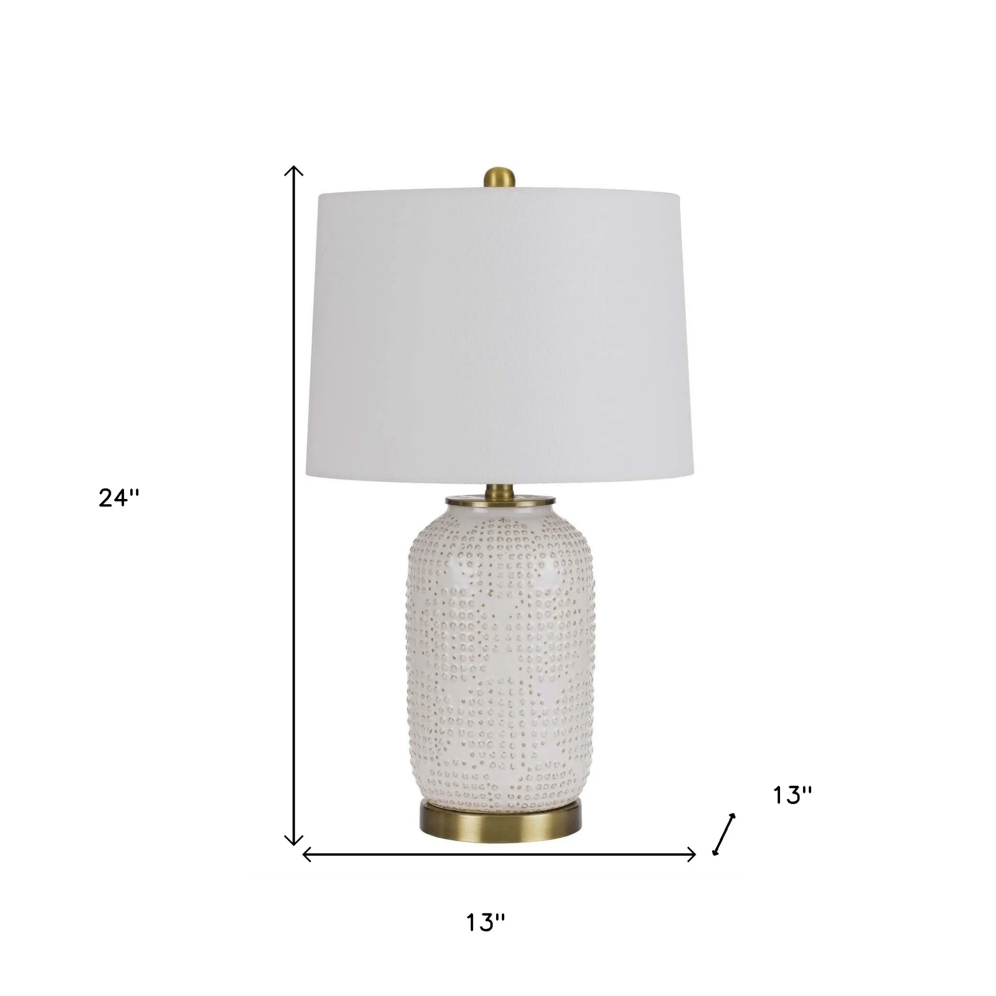 Ivory Metal Table Lamp With White Drum Shade By Homeroots - Image 8