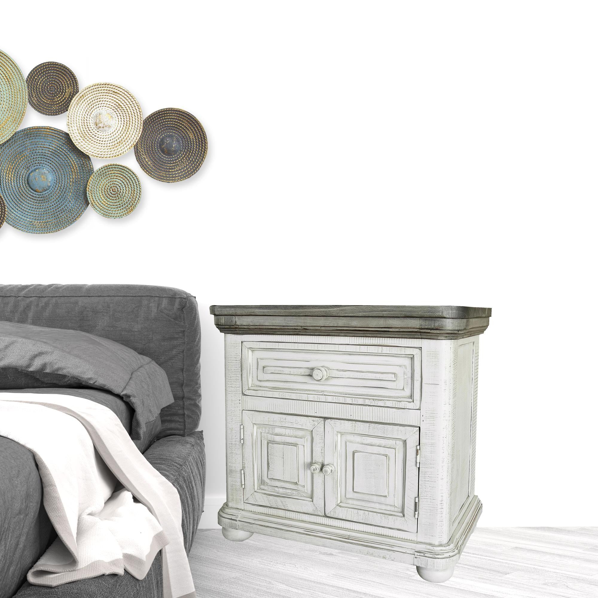 Ivory One Drawer Nightstand By Homeroots - Image 6