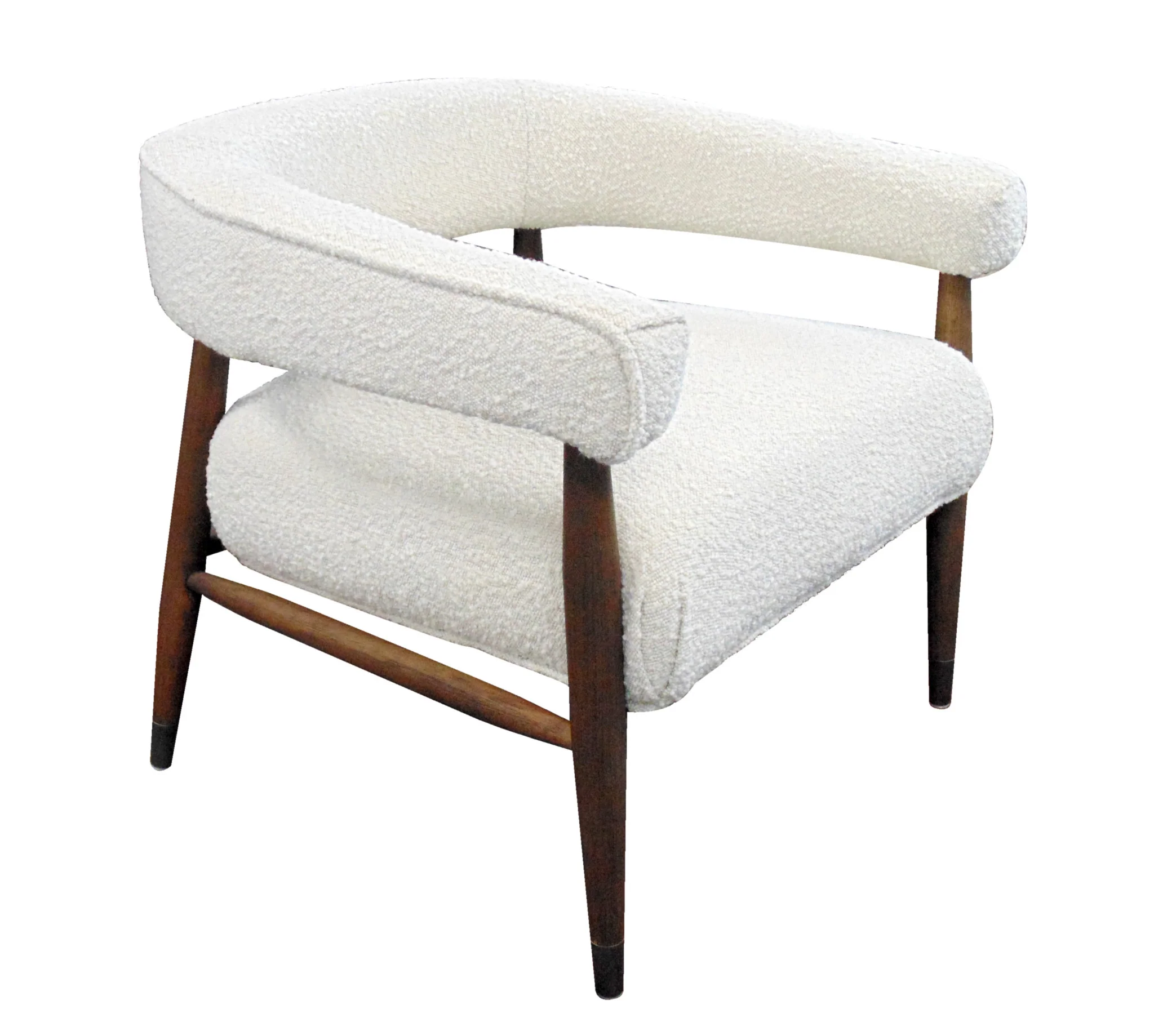Ivory Polyester Blend And Brown Solid Color Arm Chair By Homeroots - Image 2