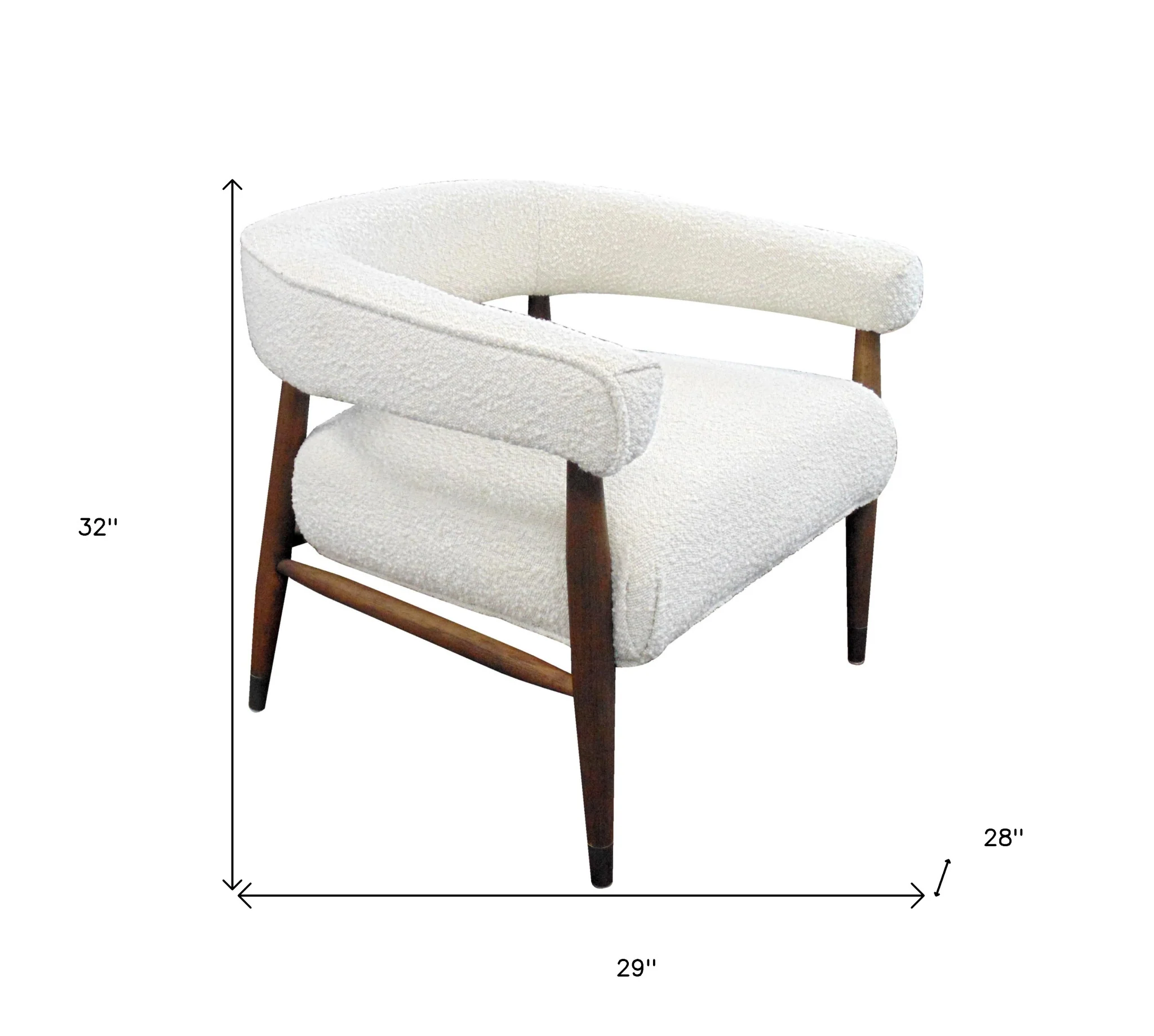 Ivory Polyester Blend And Brown Solid Color Arm Chair By Homeroots - Image 5