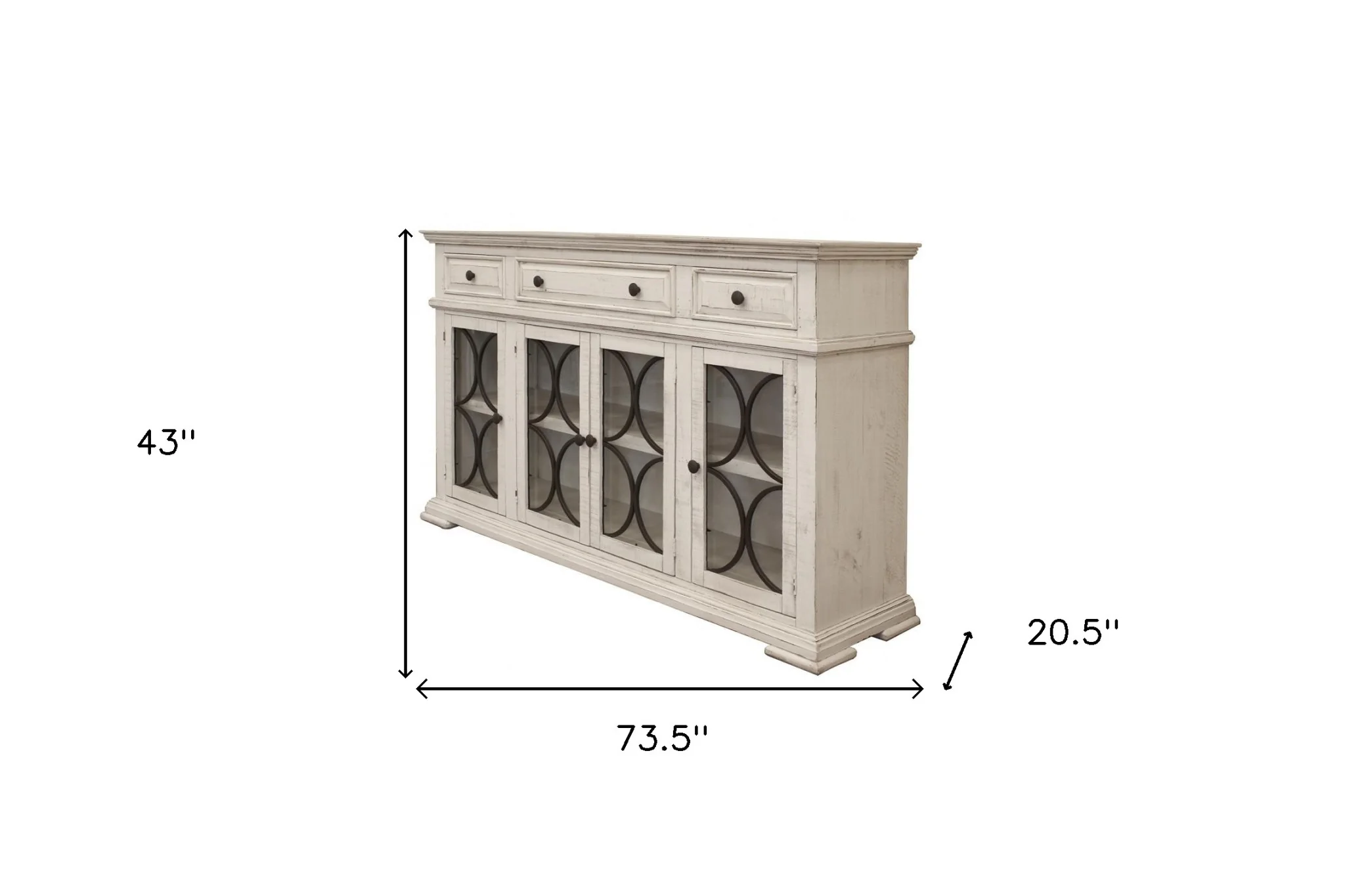 Ivory Solid and Manufactured Wood Distressed Credenza By Homeroots - Image 4