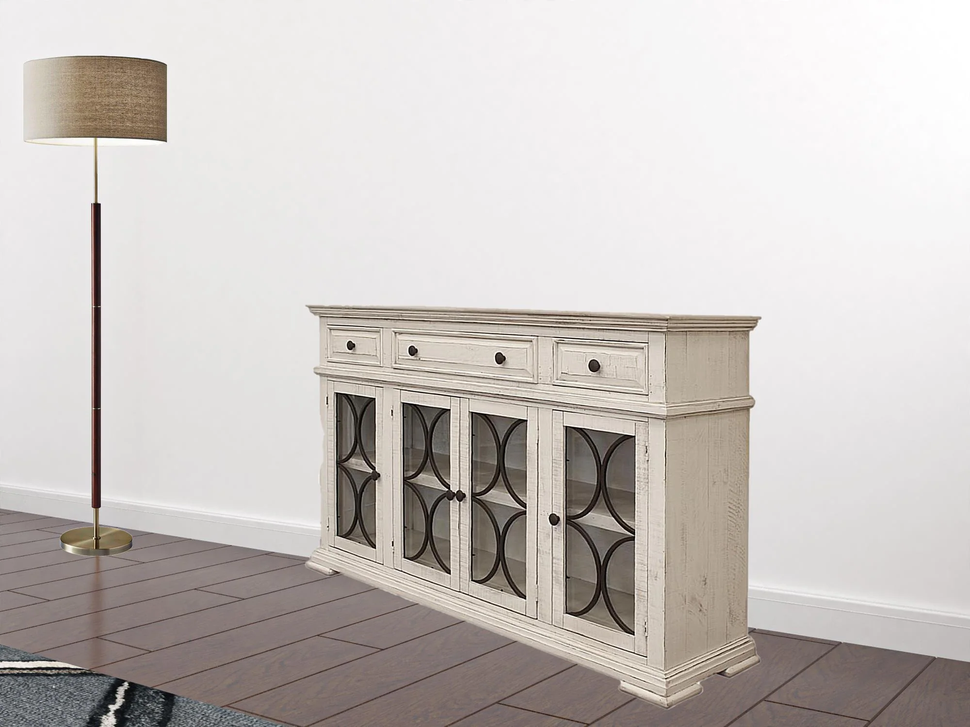 Ivory Solid and Manufactured Wood Distressed Credenza By Homeroots - Image 5