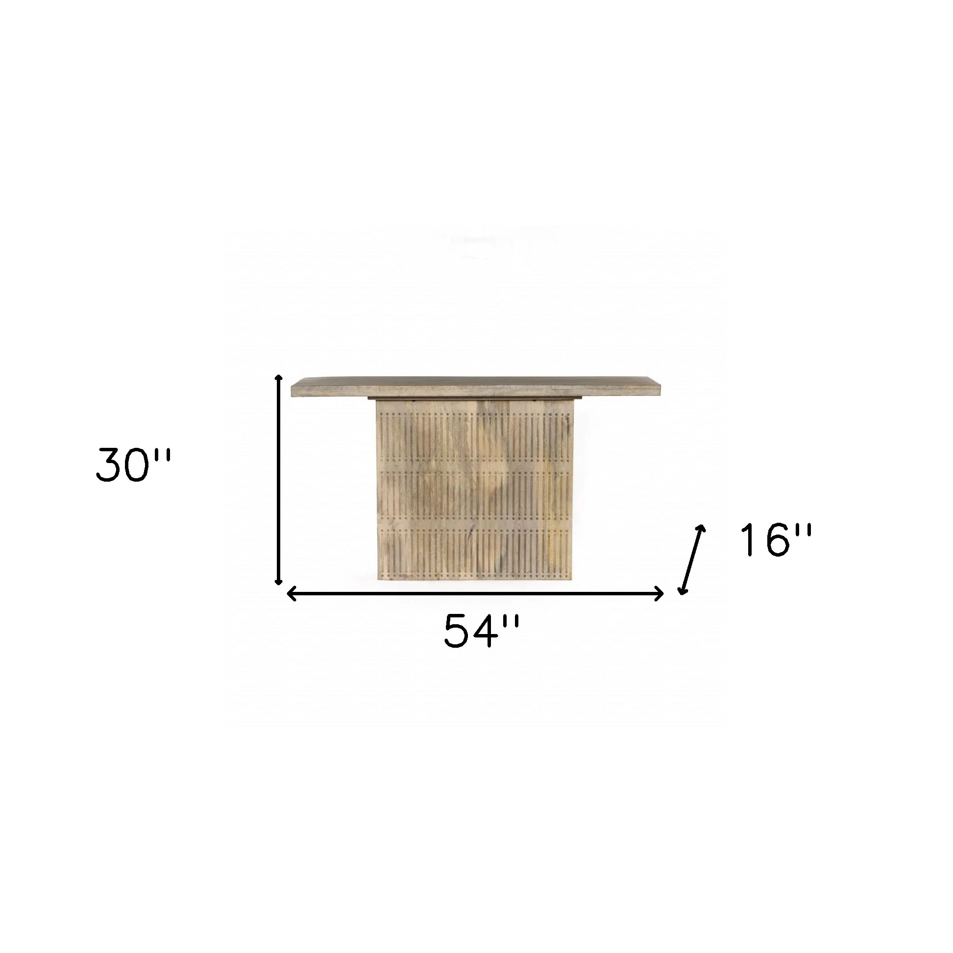 Ivory Solid Wood Distressed Pedestal Console Table By Homeroots - Image 6