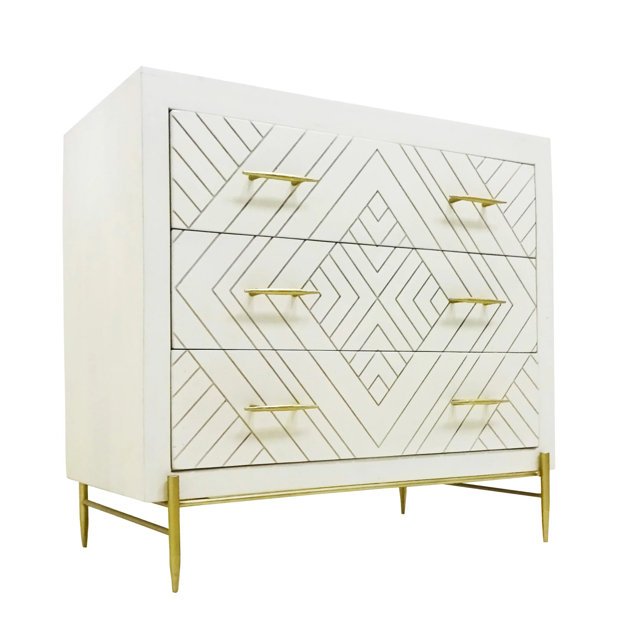 Ivory Solid Wood Three Drawer Dresser By Homeroots - Image 2