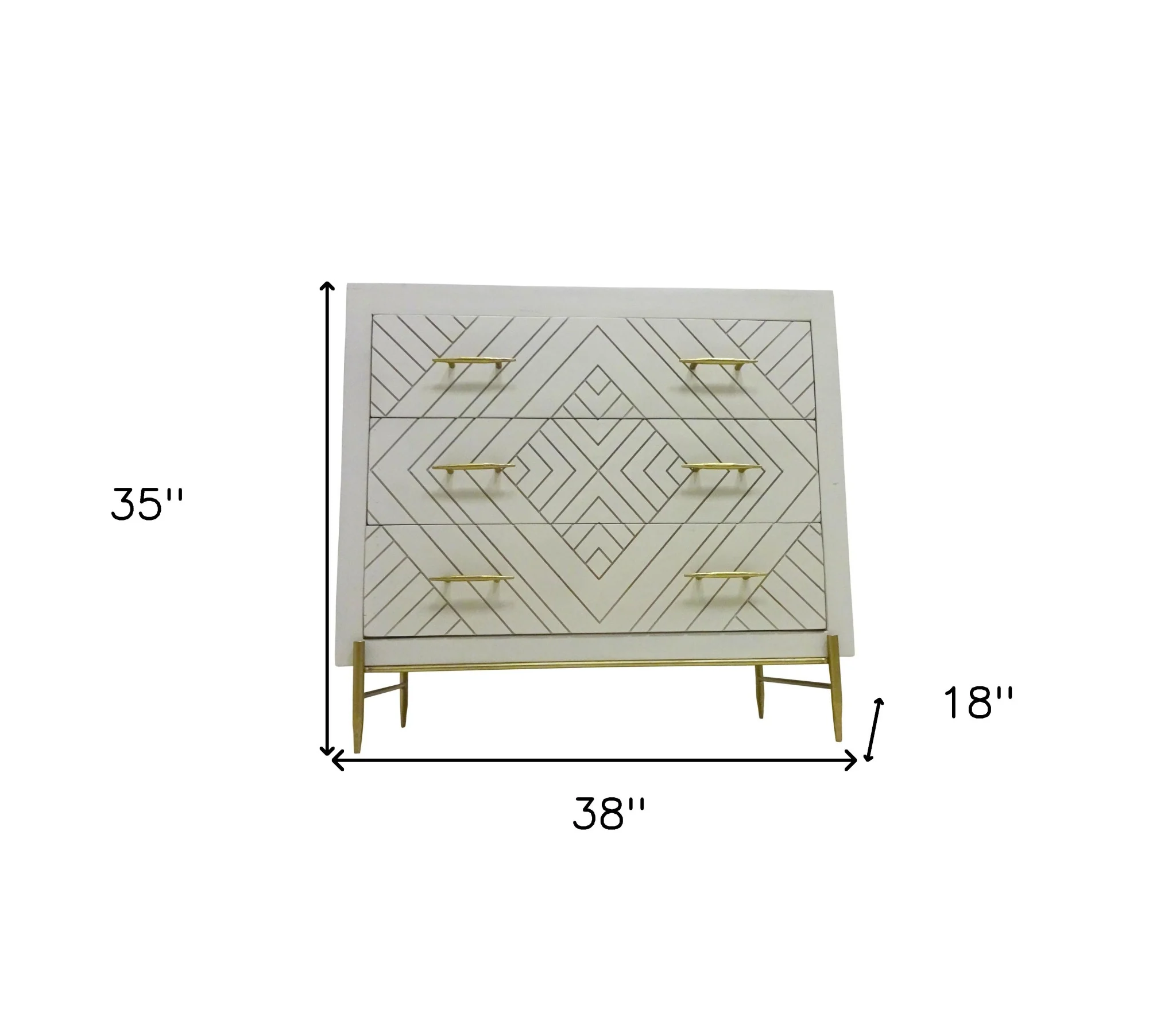 Ivory Solid Wood Three Drawer Dresser By Homeroots - Image 7
