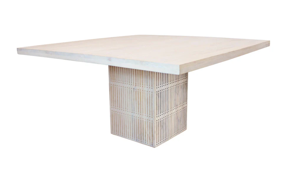 Ivory Square Solid Wood Pedestal Base Dining Table By Homeroots - Image 3