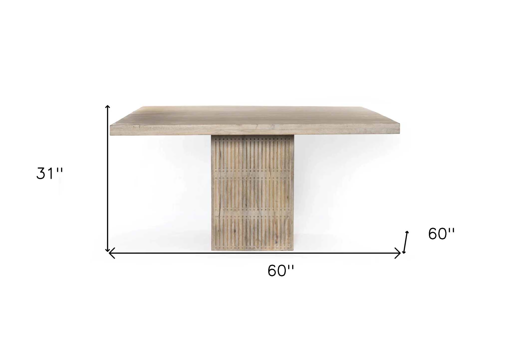 Ivory Square Solid Wood Pedestal Base Dining Table By Homeroots - Image 7