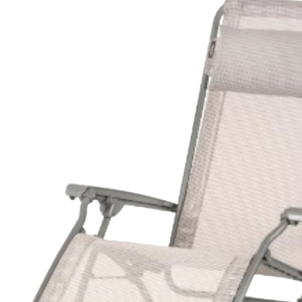 Ivory Steel Outdoor Zero Gravity Chair with Ivory Cushion By Homeroots - Image 4