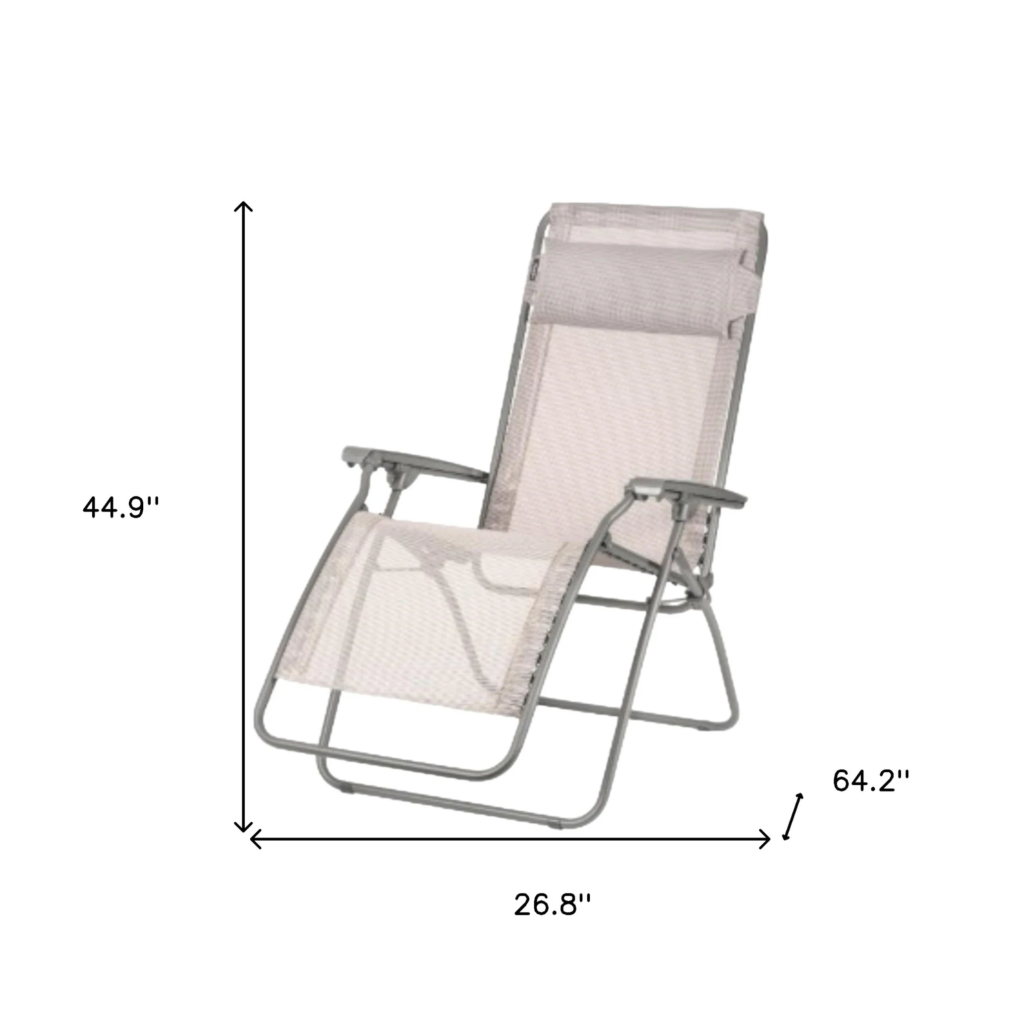 Ivory Steel Outdoor Zero Gravity Chair with Ivory Cushion By Homeroots - Image 6