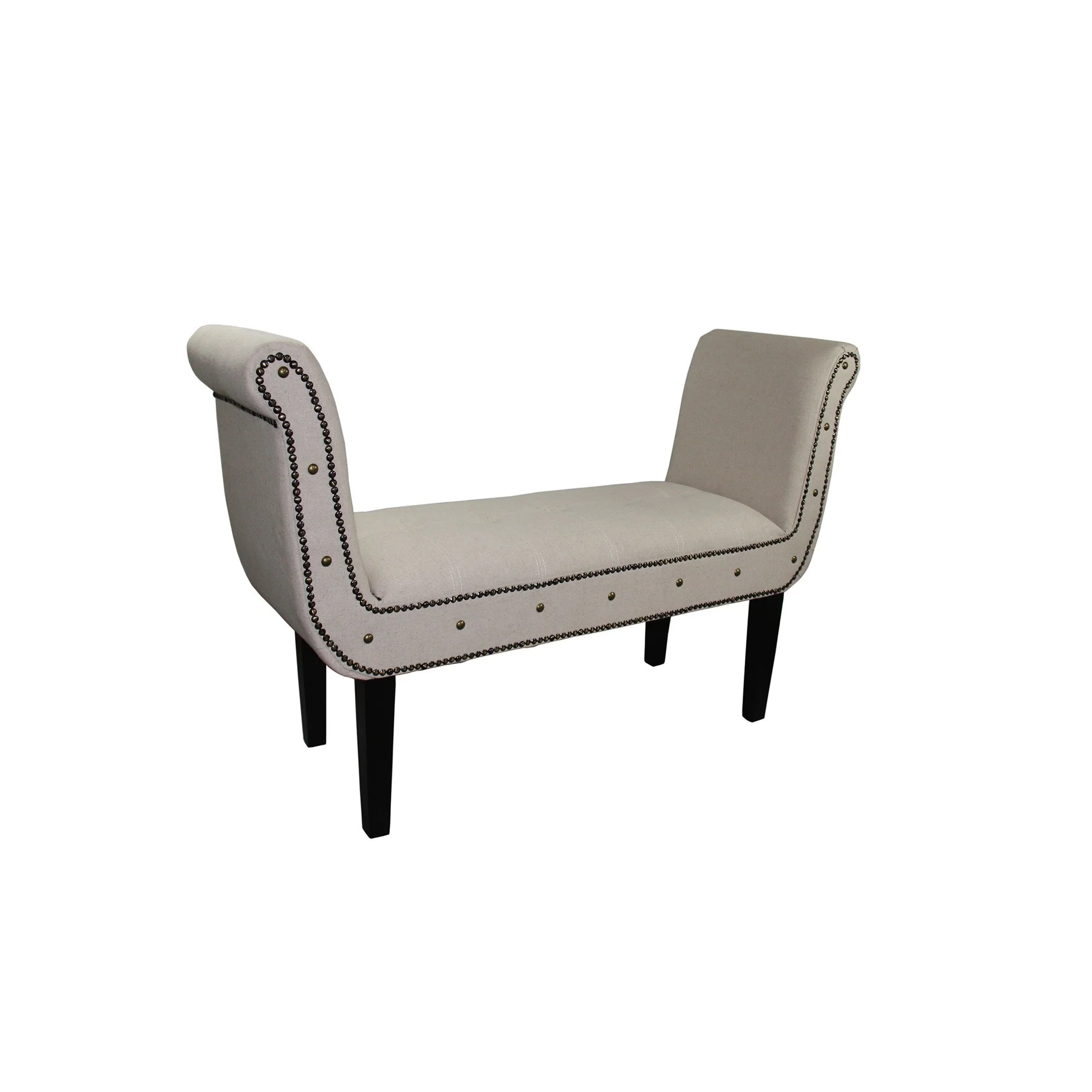 Ivory Suede U Shaped Arm Roll Bench By Homeroots - Image 3