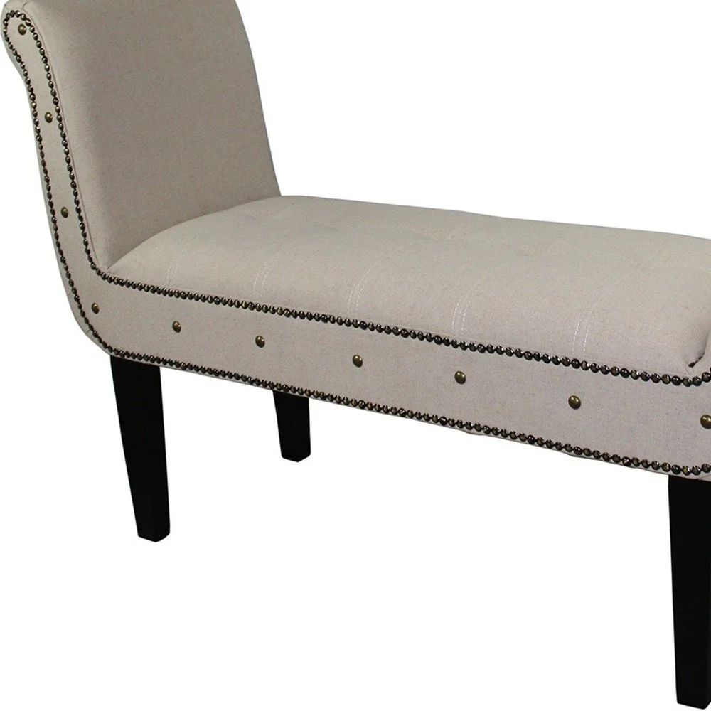 Ivory Suede U Shaped Arm Roll Bench By Homeroots - Image 4
