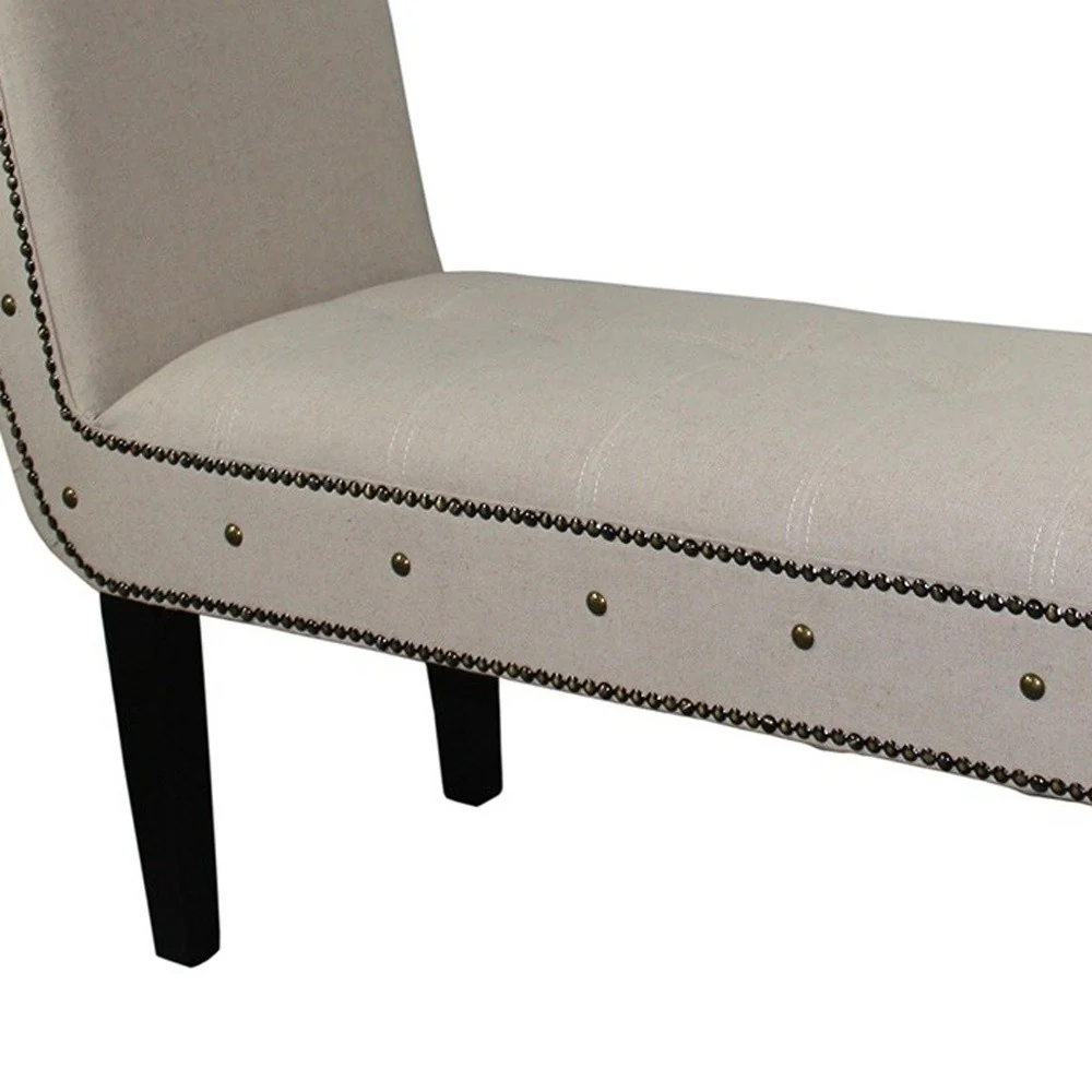 Ivory Suede U Shaped Arm Roll Bench By Homeroots - Image 5