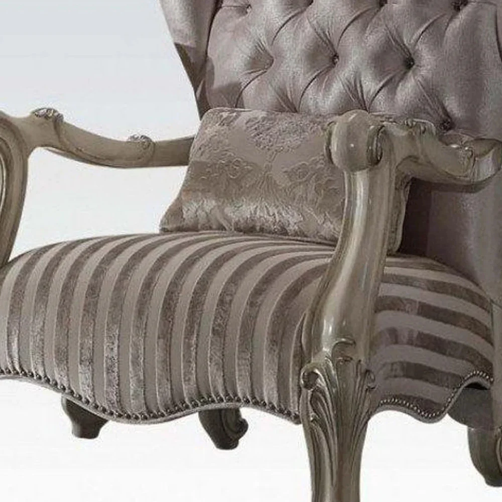 Ivory Velvet Chair & Pillow By Homeroots - Image 2