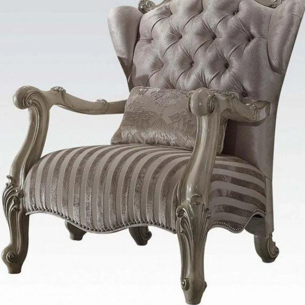 Ivory Velvet Chair & Pillow By Homeroots - Image 3
