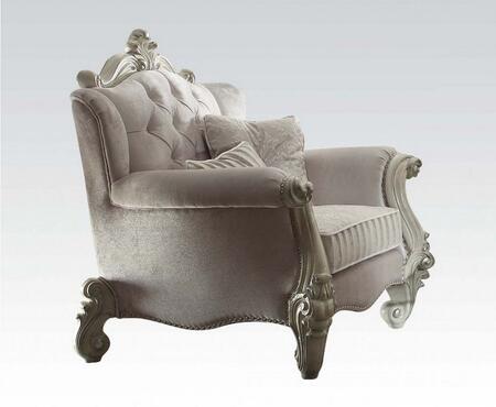 Ivory Velvet Loveseat W Pillows By Homeroots - Image 2