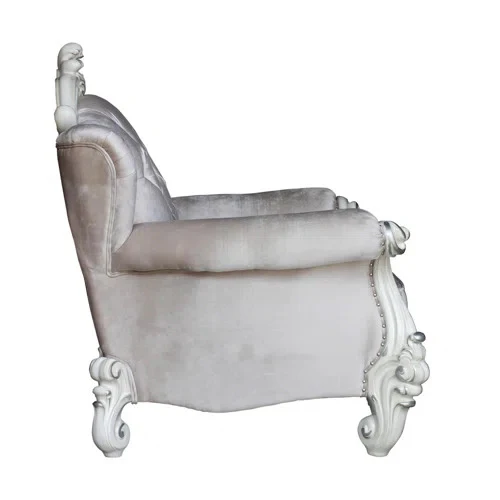 Ivory Wood Chair & Pillows By Homeroots - Image 2
