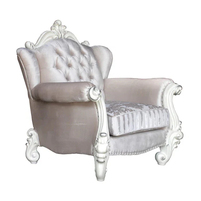 Ivory Wood Chair & Pillows By Homeroots - Image 3