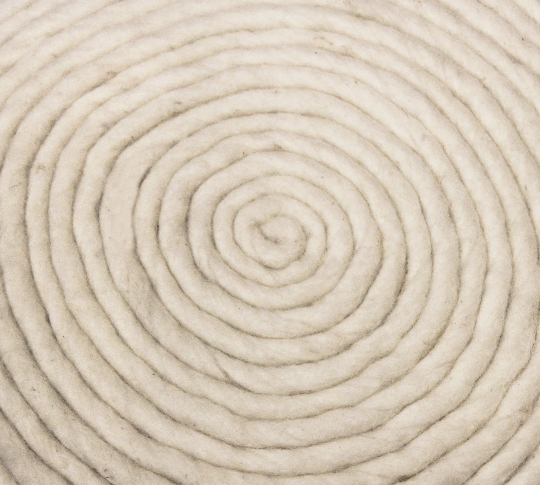 Ivory Wool Round Ribbed Pouf Ottoman By Homeroots - Image 6