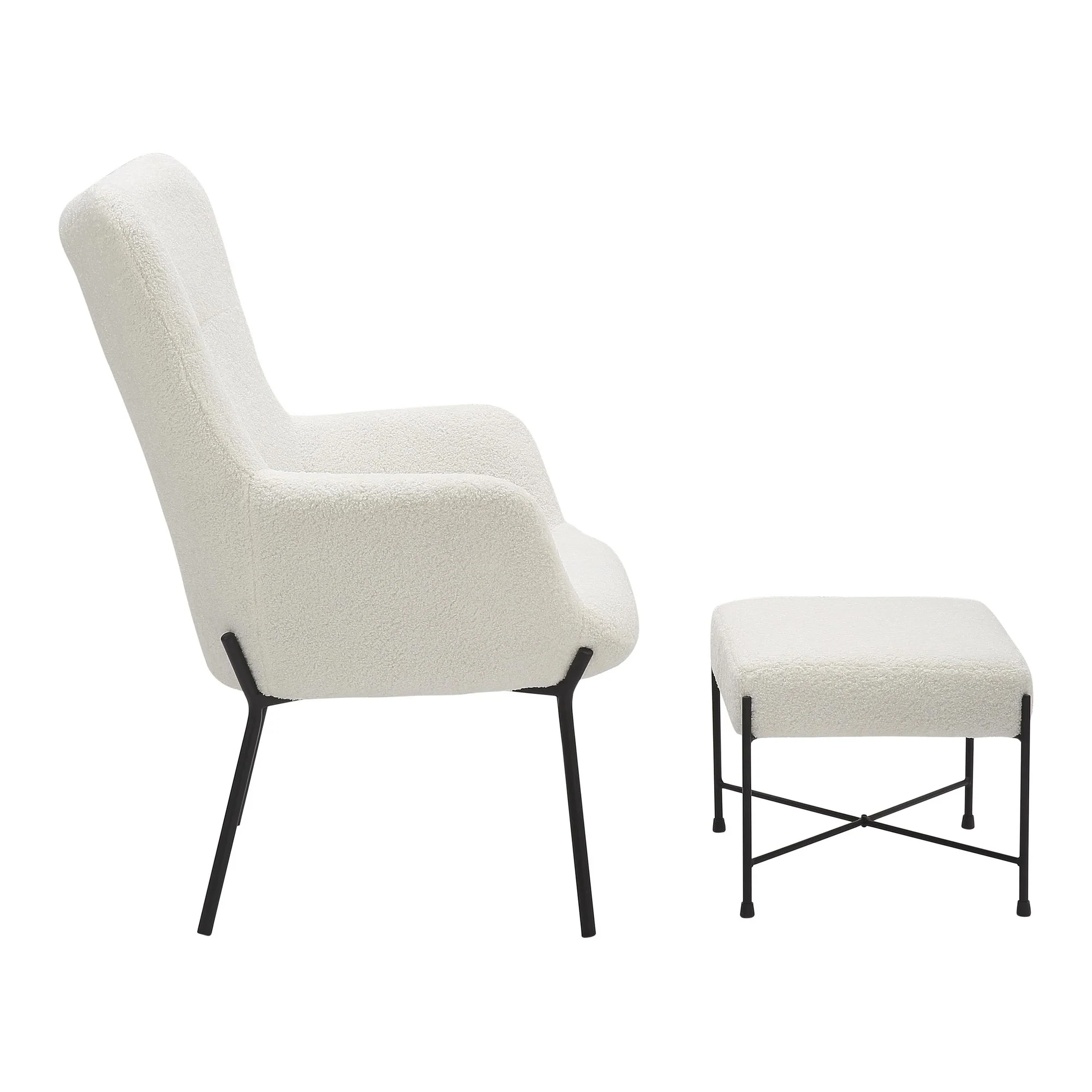 Izzy Lounge Chair + Ottoman Set White By LumiSource - Image 4
