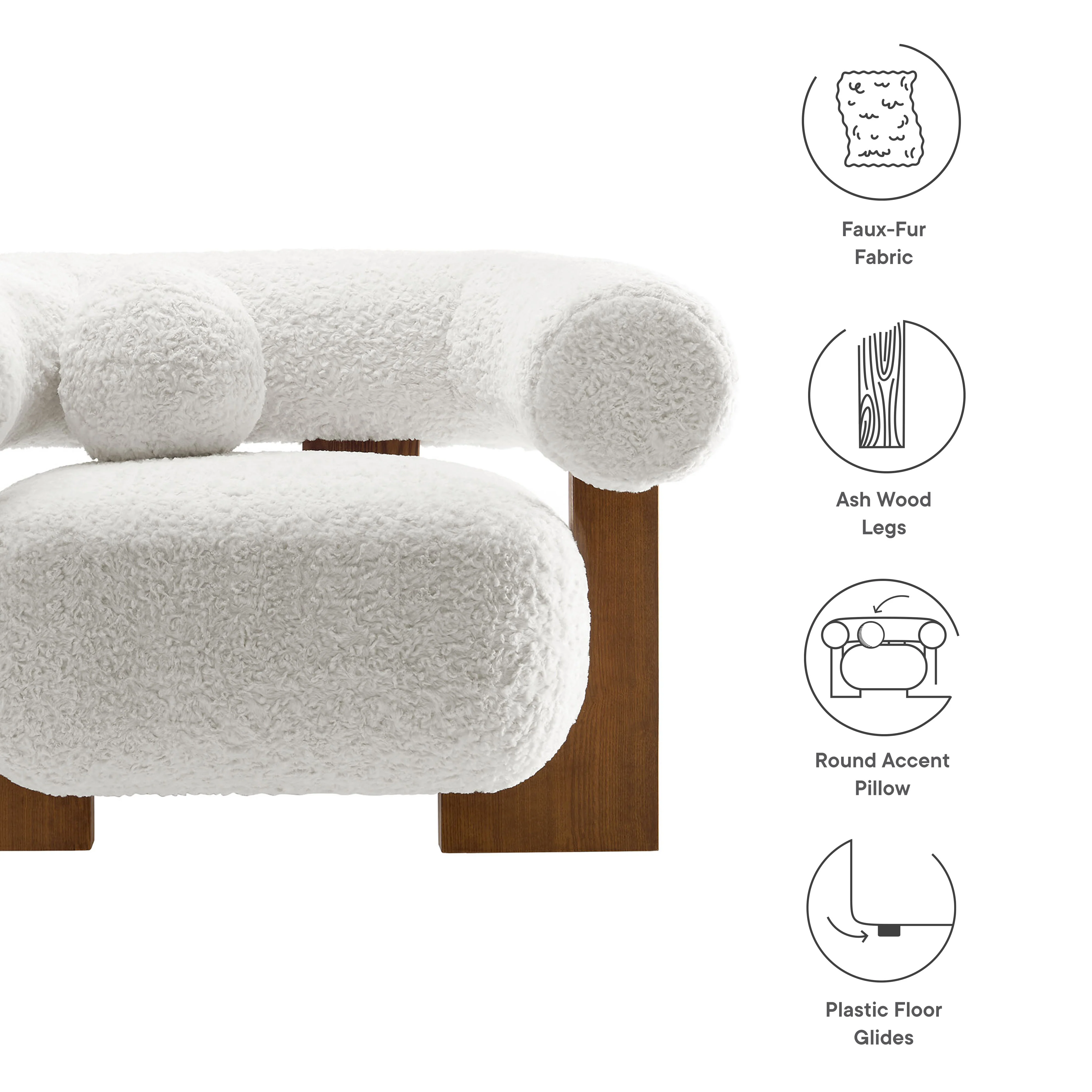 Jace Faux Fur Fabric Accent Chair by Modway - Image 8