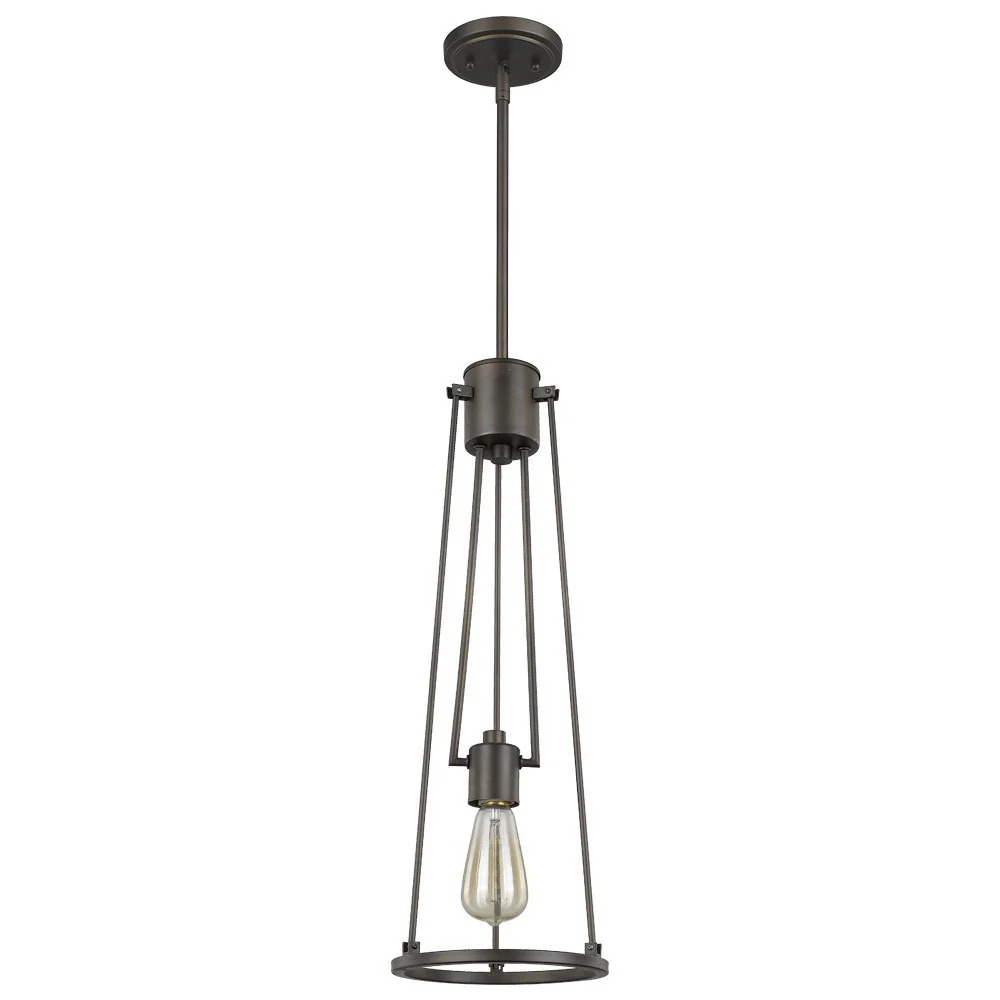 Jade 1-Light Oil-Rubbed Bronze Pendant With Vertical Structural Frames By Homeroots - Image 2