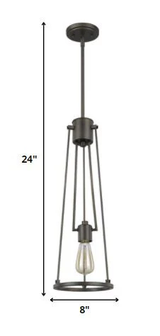 Jade 1-Light Oil-Rubbed Bronze Pendant With Vertical Structural Frames By Homeroots - Image 5