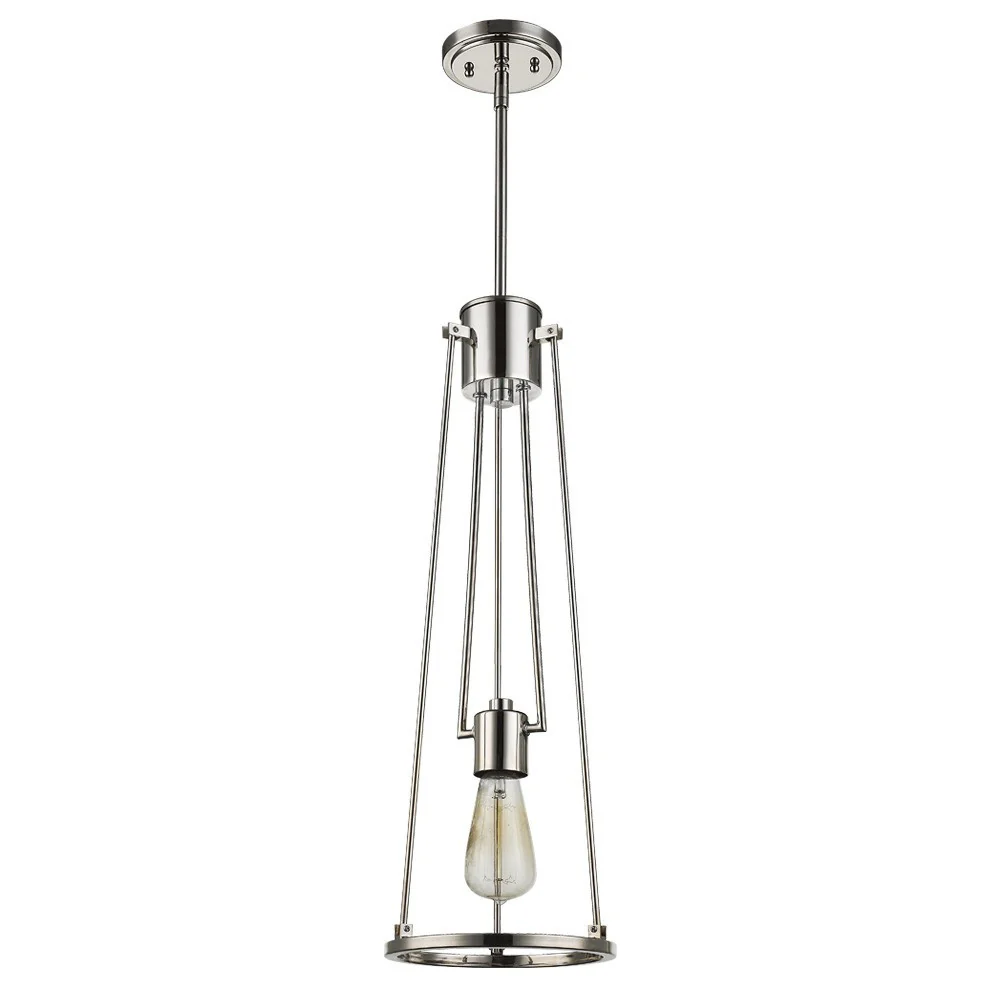 Jade 1-Light Polished Nickel Pendant With Vertical Structural Frames By Homeroots - Image 2