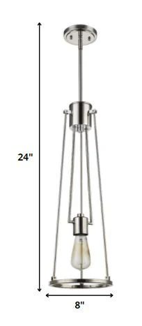 Jade 1-Light Polished Nickel Pendant With Vertical Structural Frames By Homeroots - Image 5