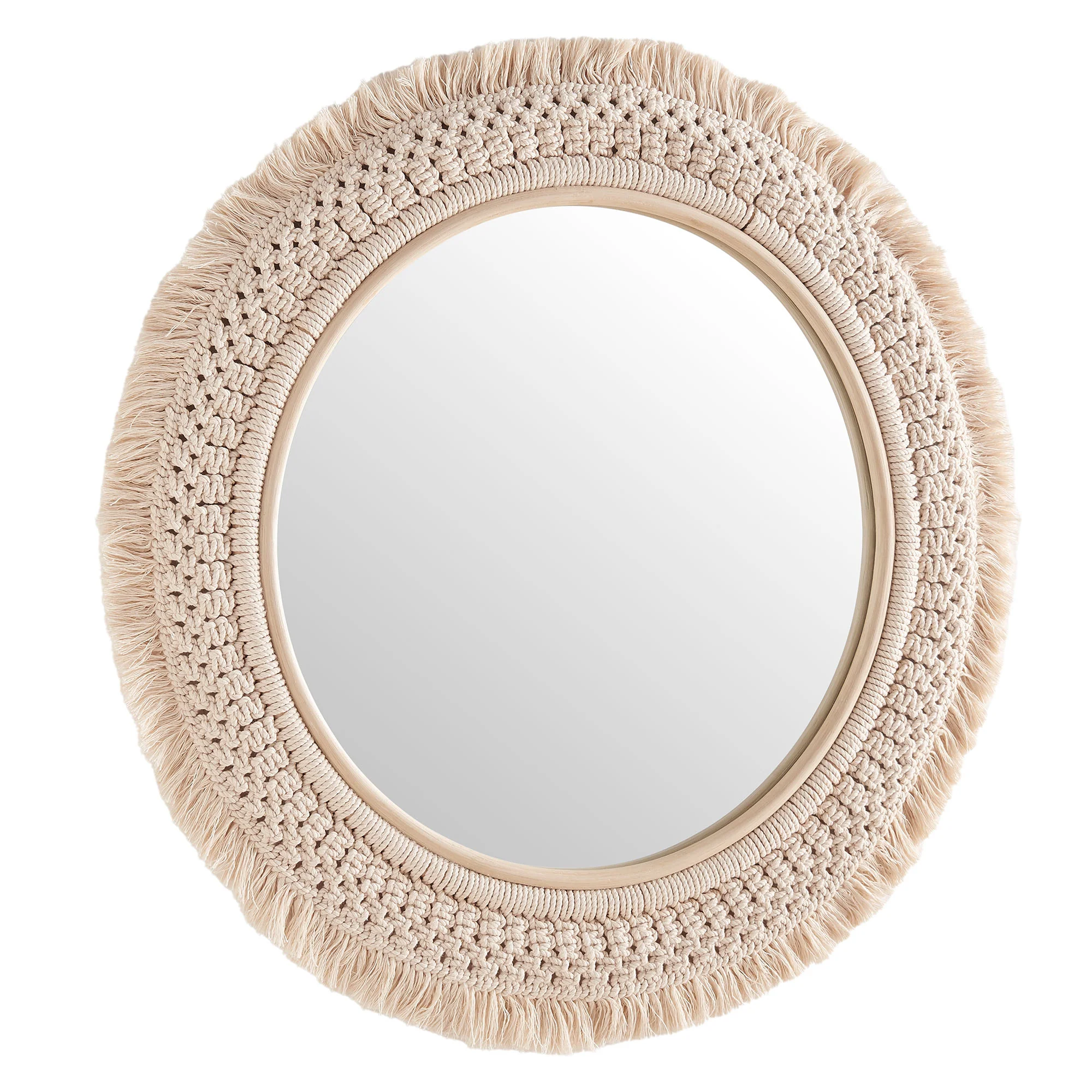 Jade Round Rattan Macrame Wall Mirror by Modway - Image 2